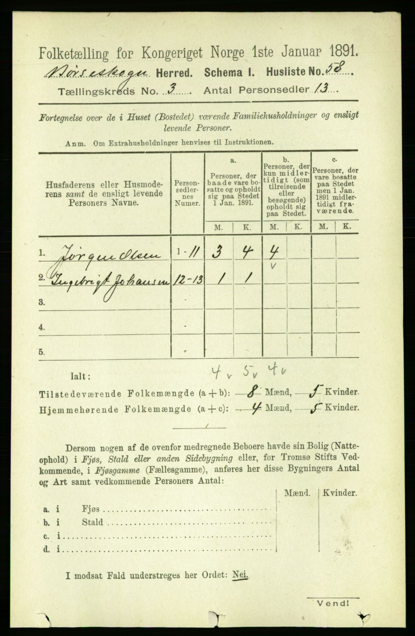 RA, 1891 census for 1657 Børseskogn, 1891, p. 1337