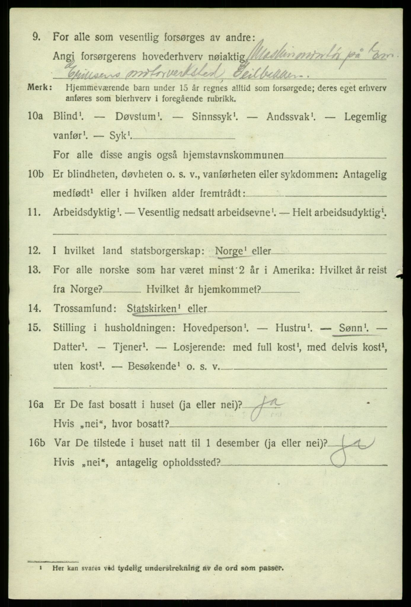 SAB, 1920 census for Sund, 1920, p. 1822