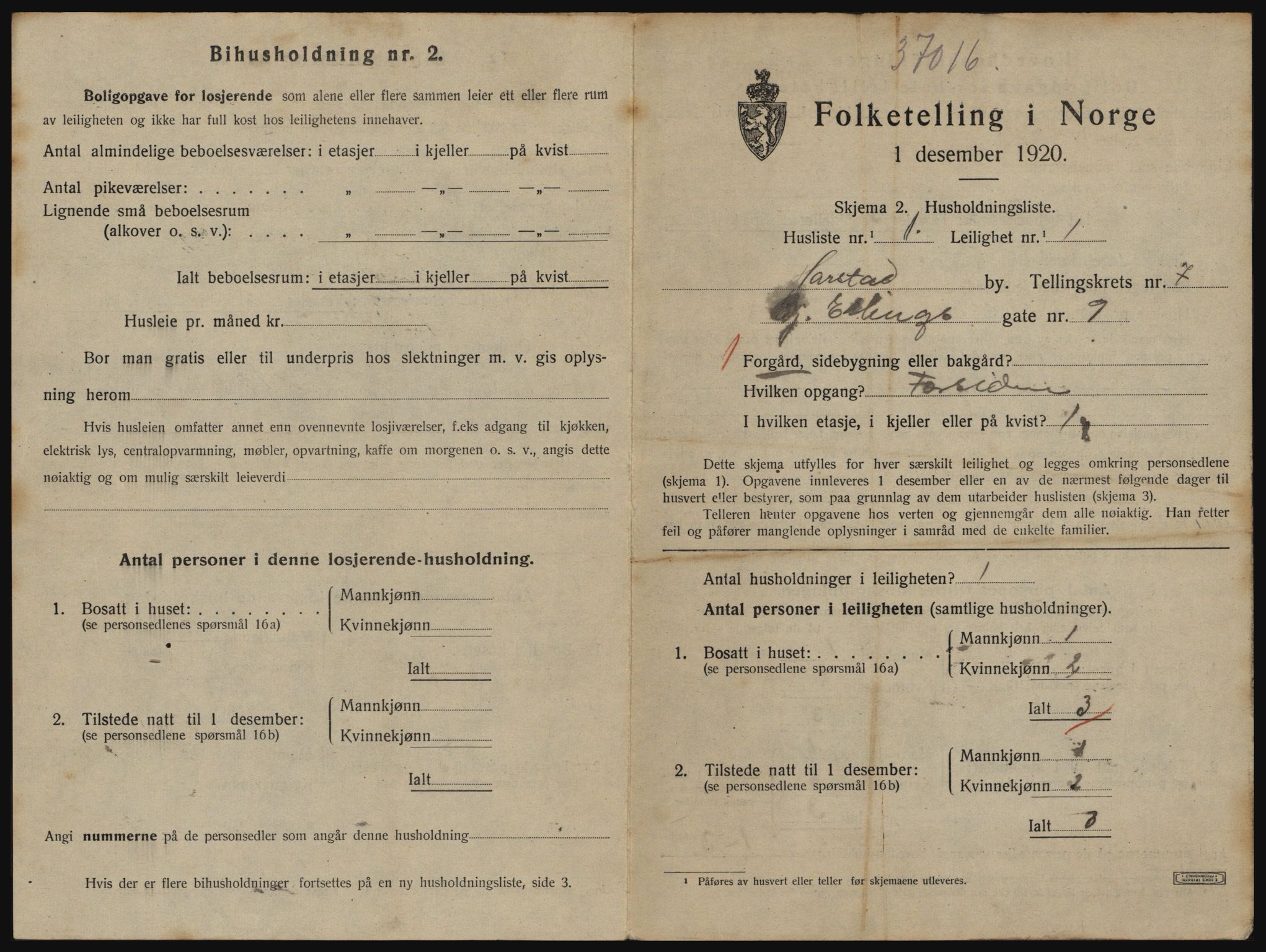 SATØ, 1920 census for Harstad, 1920, p. 2009