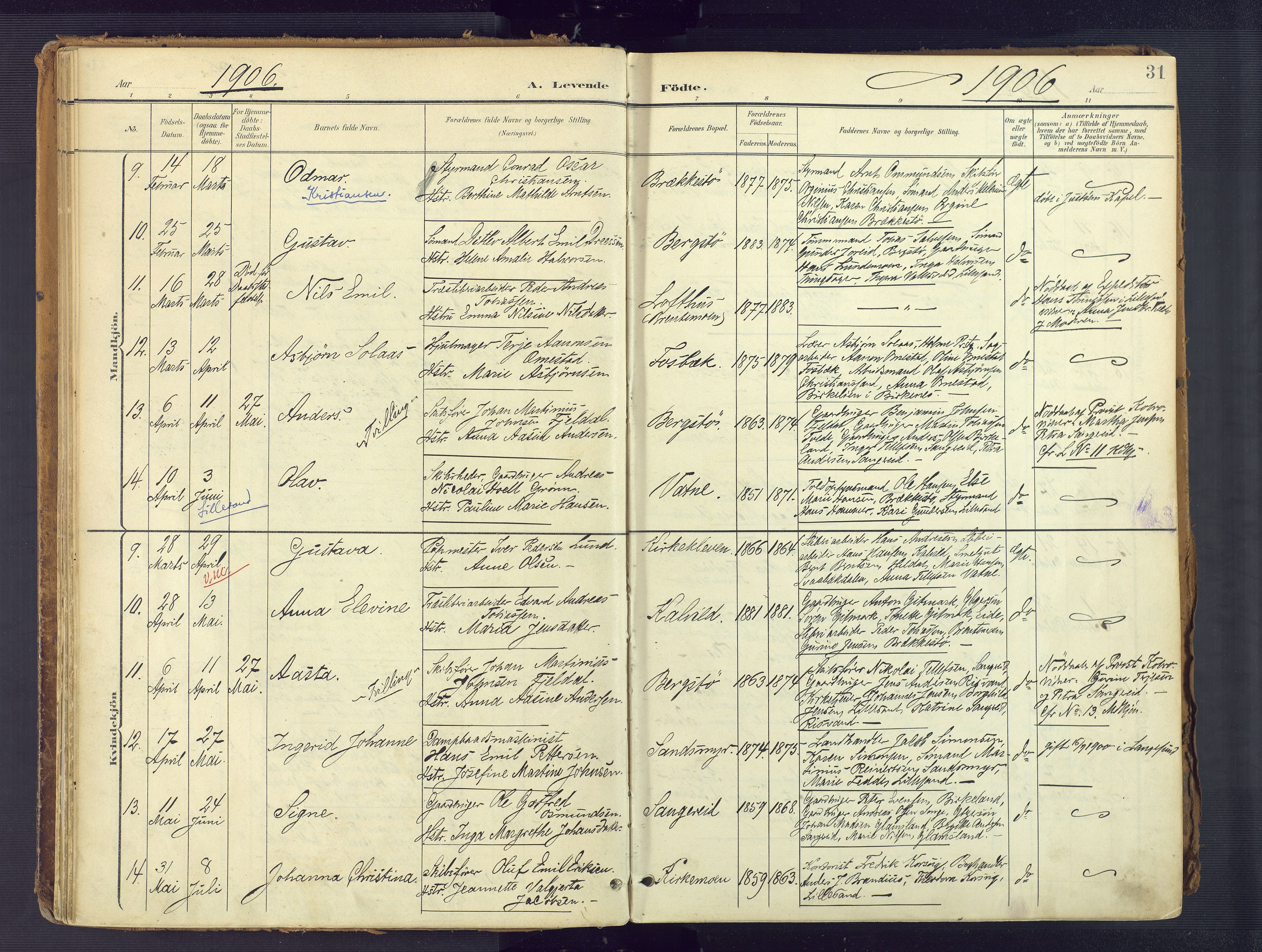 Vestre Moland sokneprestkontor, SAK/1111-0046/F/Fa/Fab/L0010: Parish register (official) no. A 10, 1900-1926, p. 31