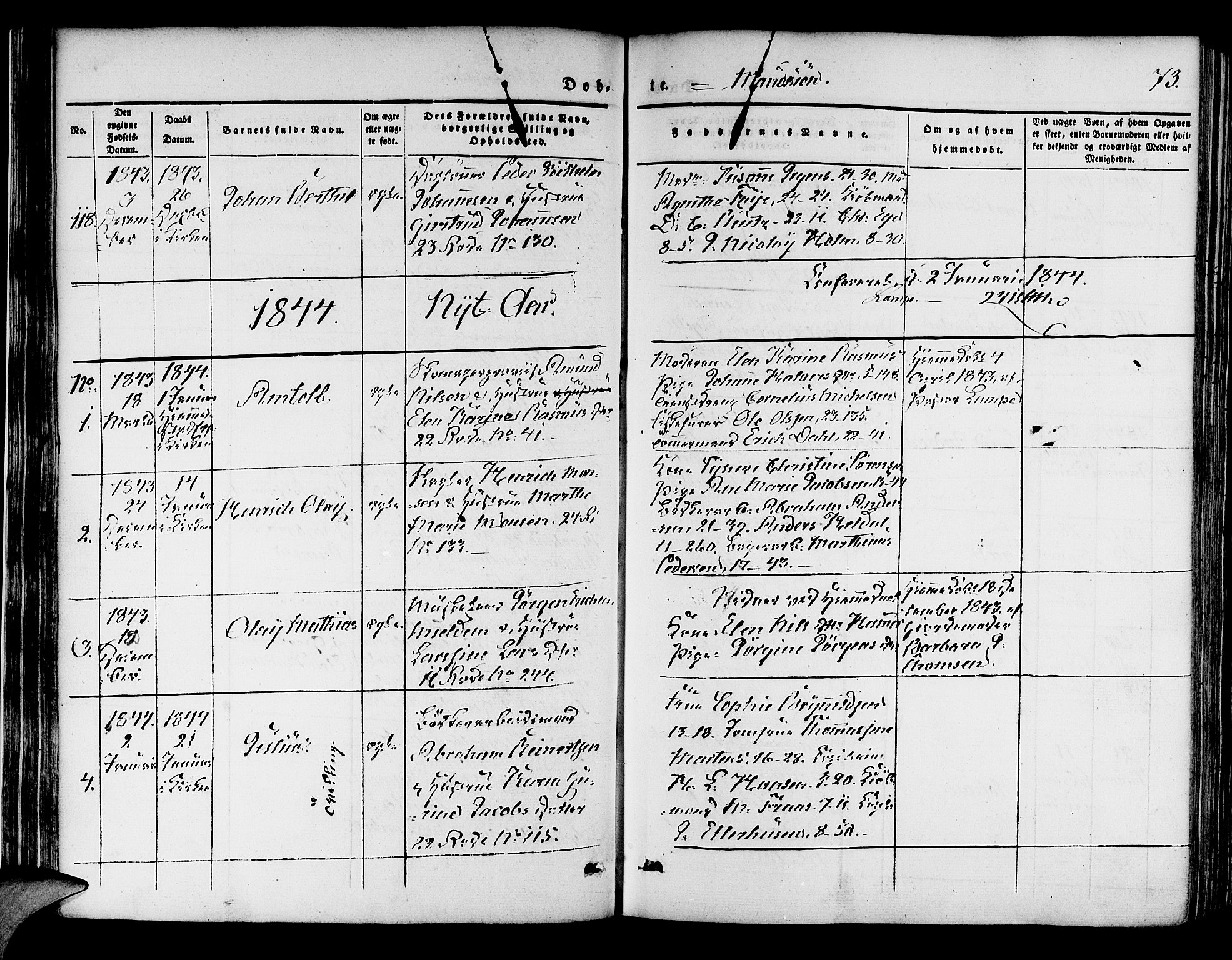 Korskirken sokneprestembete, SAB/A-76101/H/Hab: Parish register (copy) no. B 1, 1839-1847, p. 73