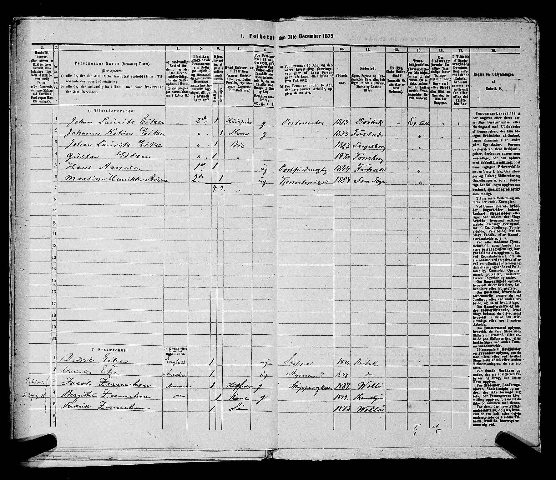 SAKO, 1875 census for 0705P Tønsberg, 1875, p. 417