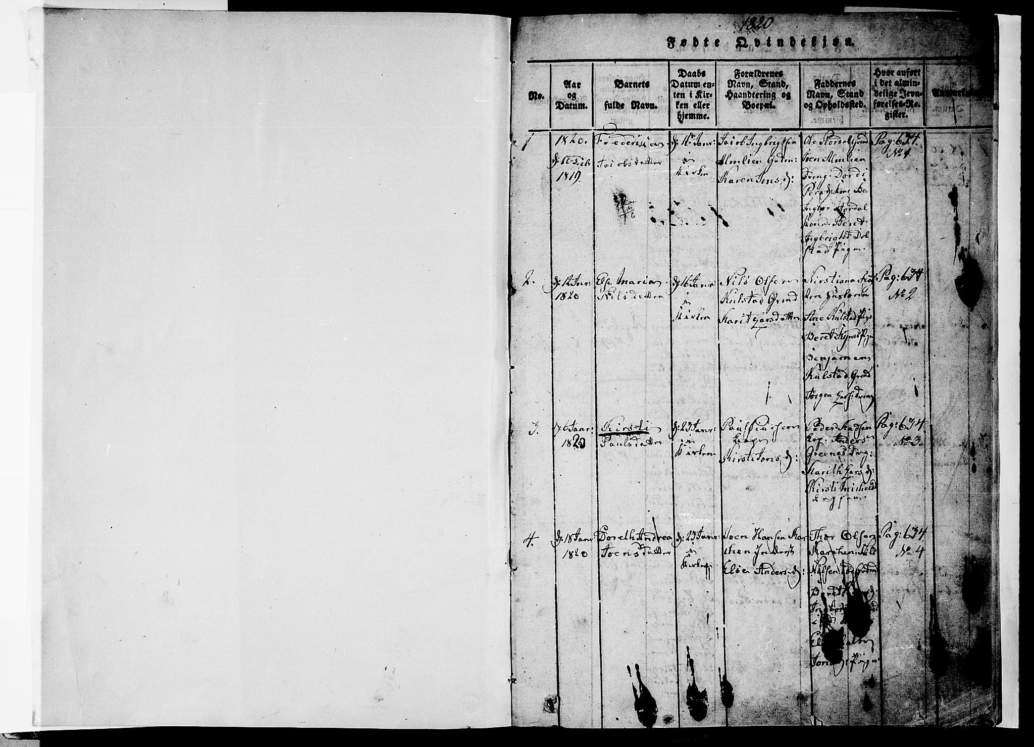 Ministerialprotokoller, klokkerbøker og fødselsregistre - Nordland, SAT/A-1459/820/L0288: Parish register (official) no. 820A09, 1820-1825, p. 0-1