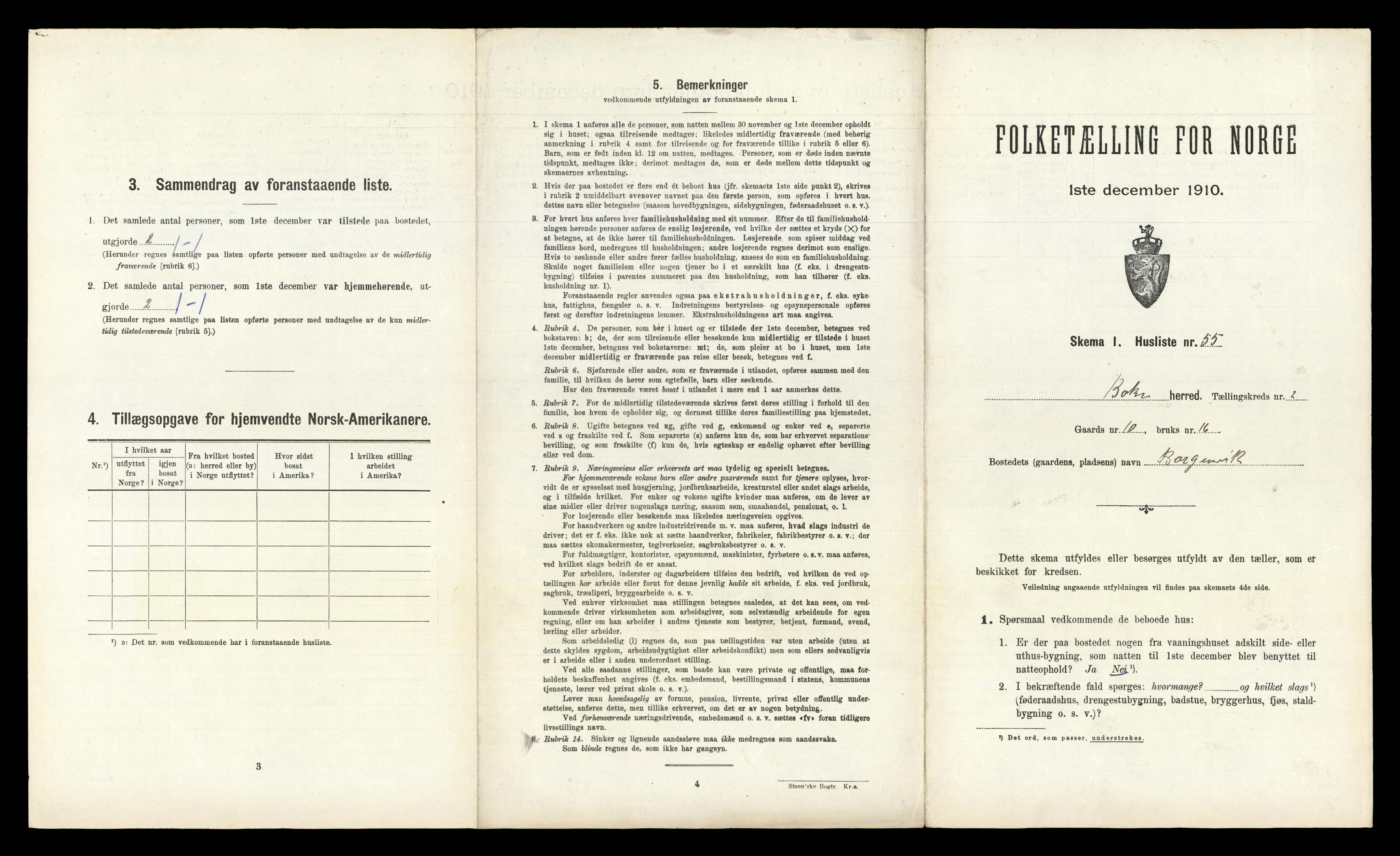 RA, 1910 census for Bokn, 1910, p. 208