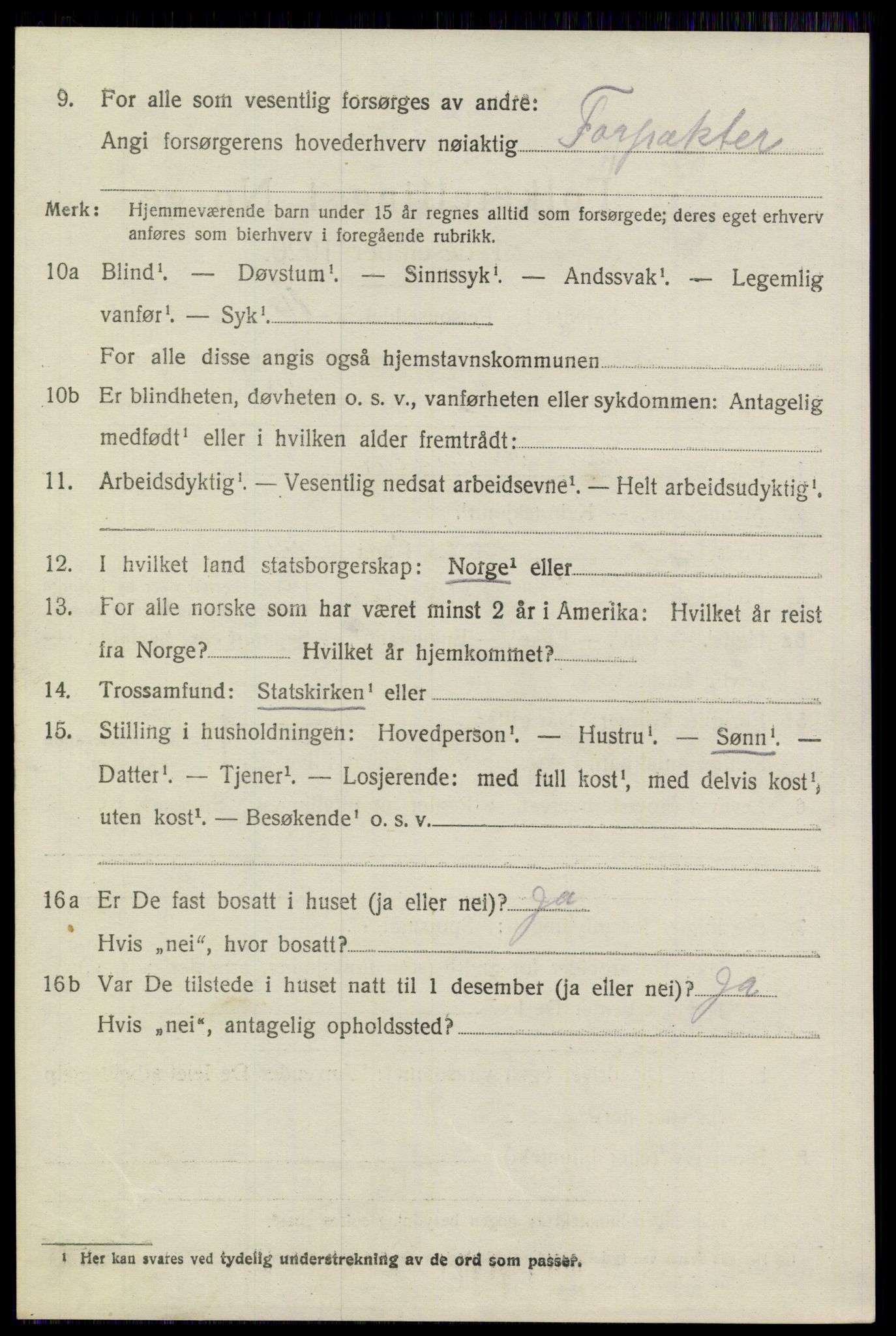 SAKO, 1920 census for Sannidal, 1920, p. 5382