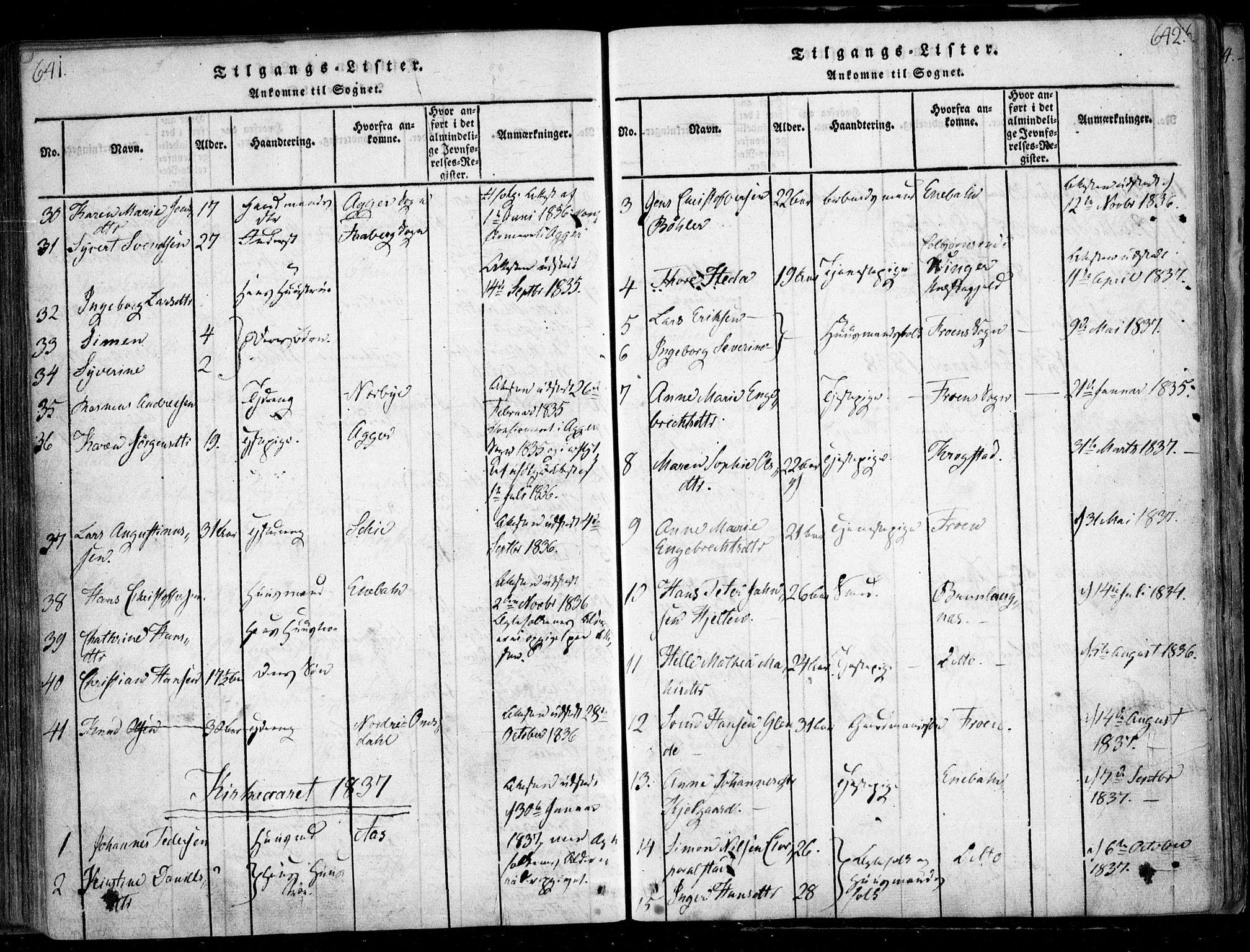 Nesodden prestekontor Kirkebøker, AV/SAO-A-10013/F/Fa/L0006: Parish register (official) no. I 6, 1814-1847, p. 641-642