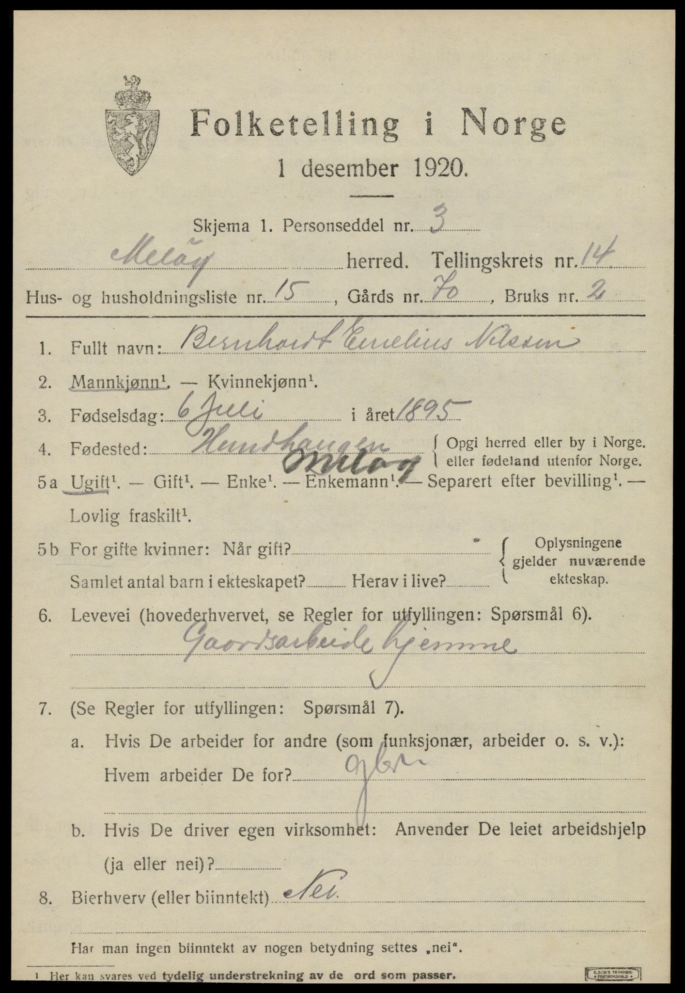 SAT, 1920 census for Meløy, 1920, p. 9331