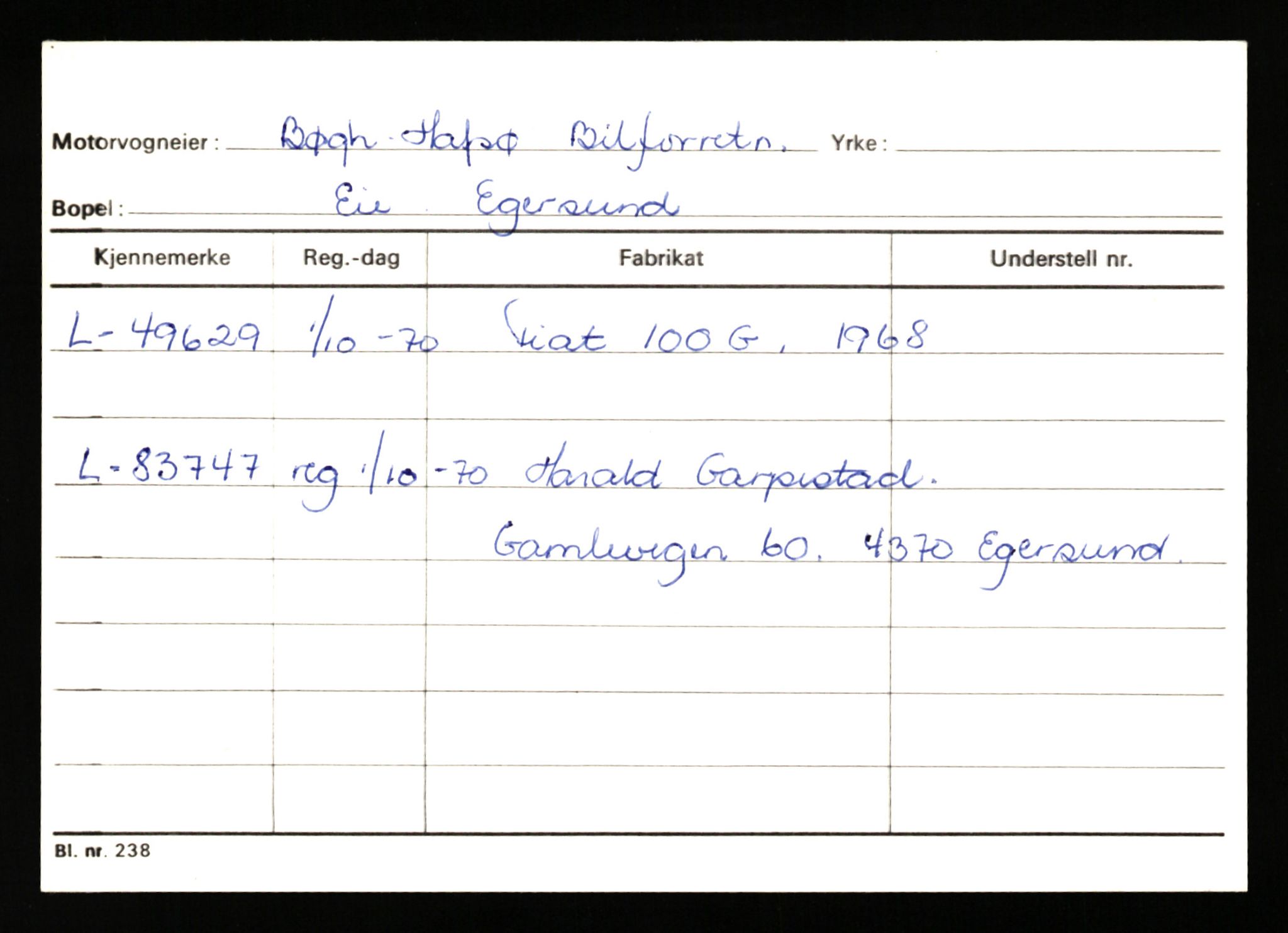 Stavanger trafikkstasjon, SAST/A-101942/0/G/L0007: Registreringsnummer: 49019 - 67460, 1930-1971, p. 99