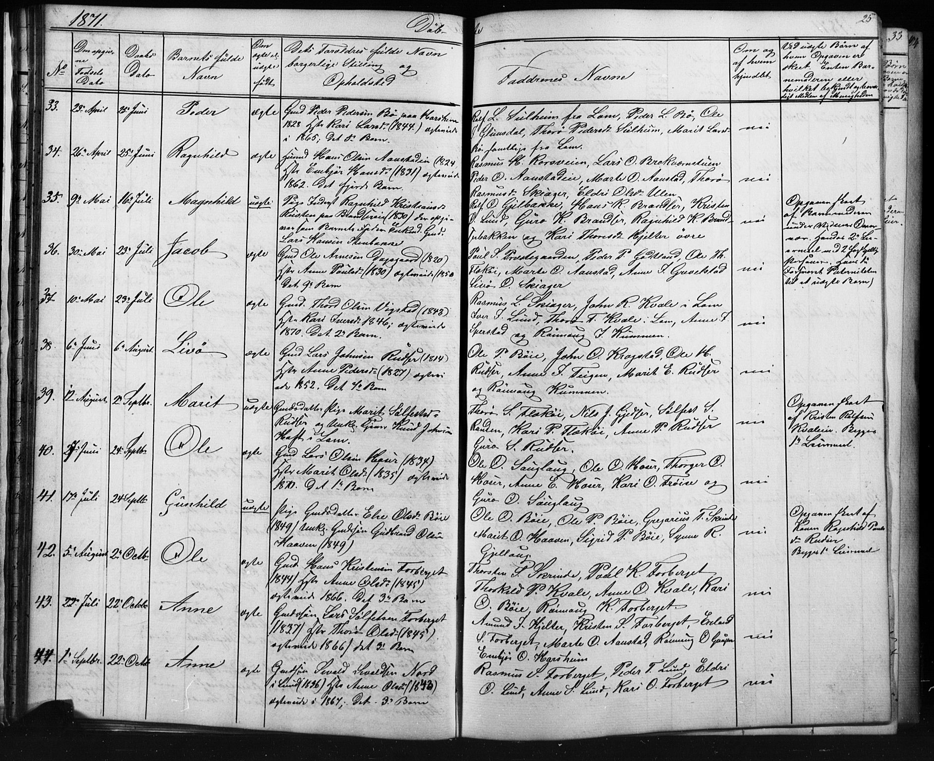 Skjåk prestekontor, SAH/PREST-072/H/Ha/Hab/L0001: Parish register (copy) no. 1, 1865-1893, p. 25