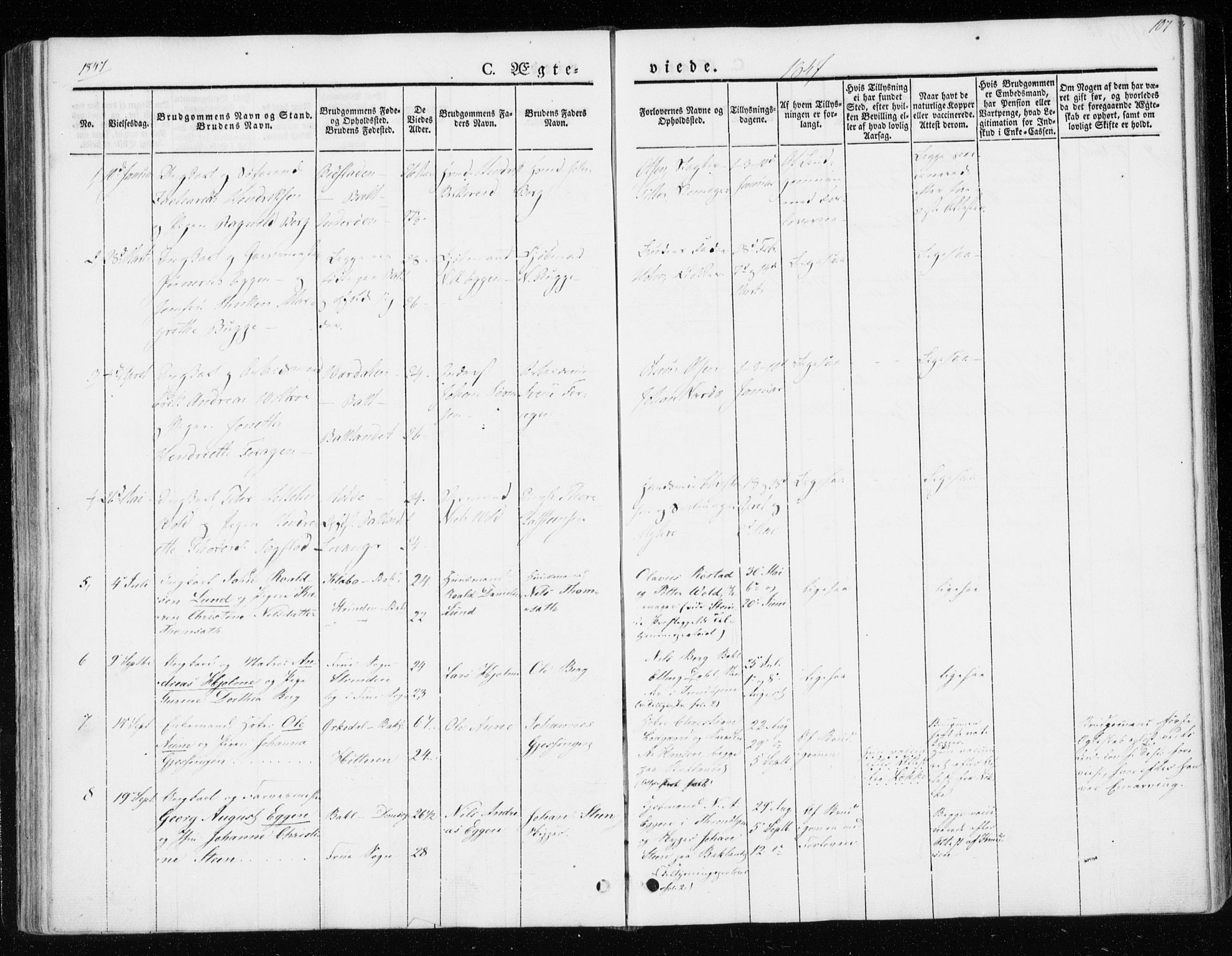 Ministerialprotokoller, klokkerbøker og fødselsregistre - Sør-Trøndelag, AV/SAT-A-1456/604/L0183: Parish register (official) no. 604A04, 1841-1850, p. 107