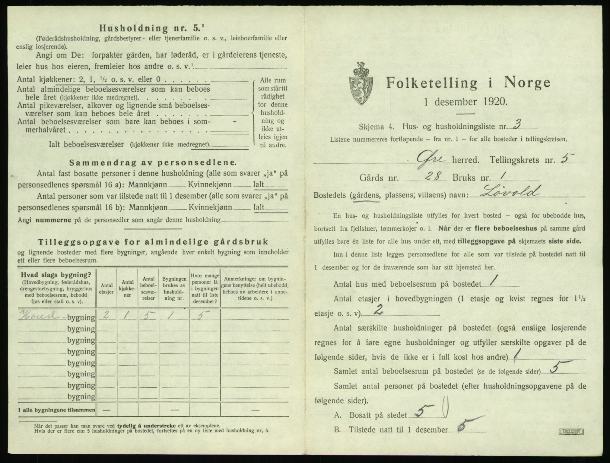 SAT, 1920 census for Øre, 1920, p. 411