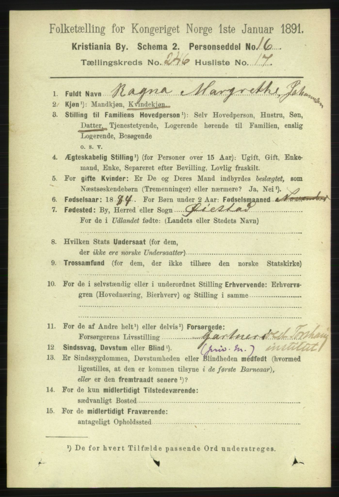 RA, 1891 census for 0301 Kristiania, 1891, p. 150391