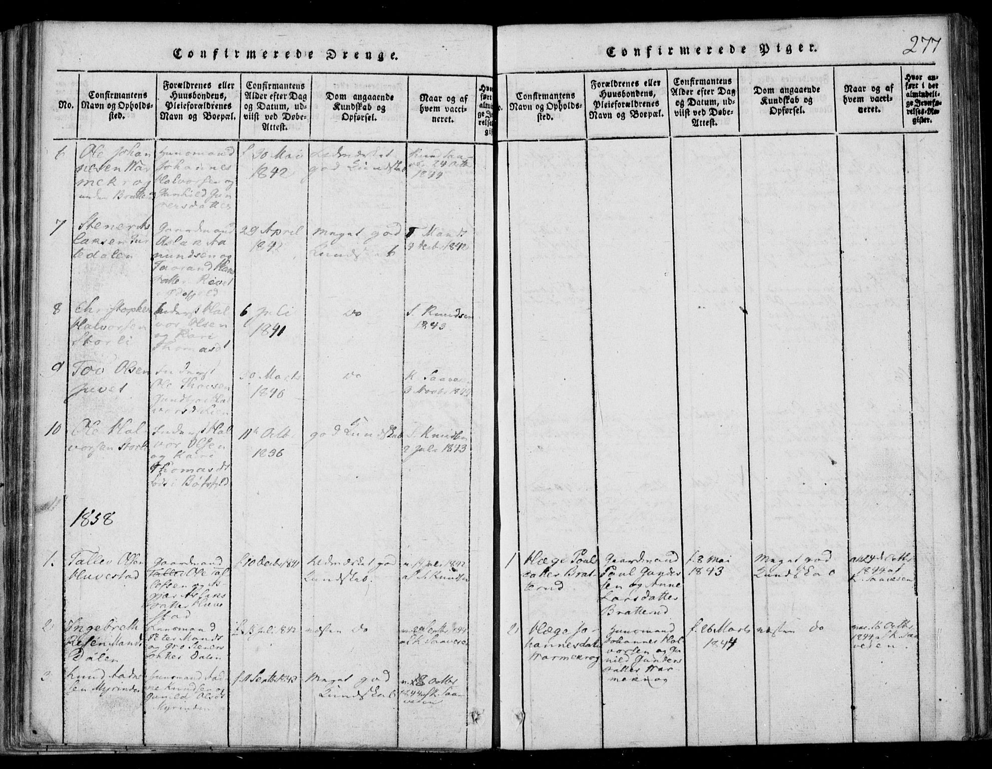 Lårdal kirkebøker, SAKO/A-284/F/Fb/L0001: Parish register (official) no. II 1, 1815-1860, p. 277