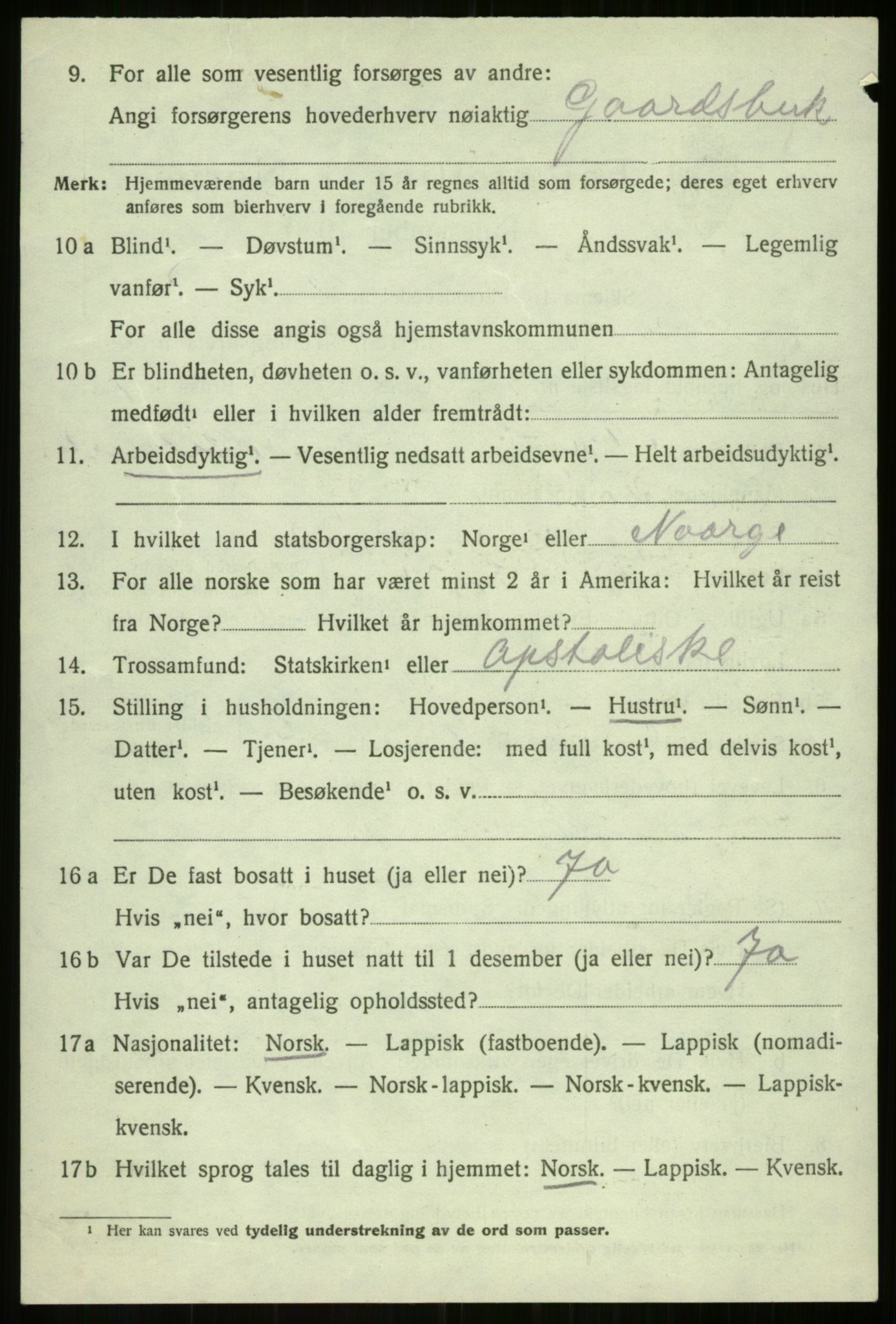 SATØ, 1920 census for Balsfjord, 1920, p. 3743