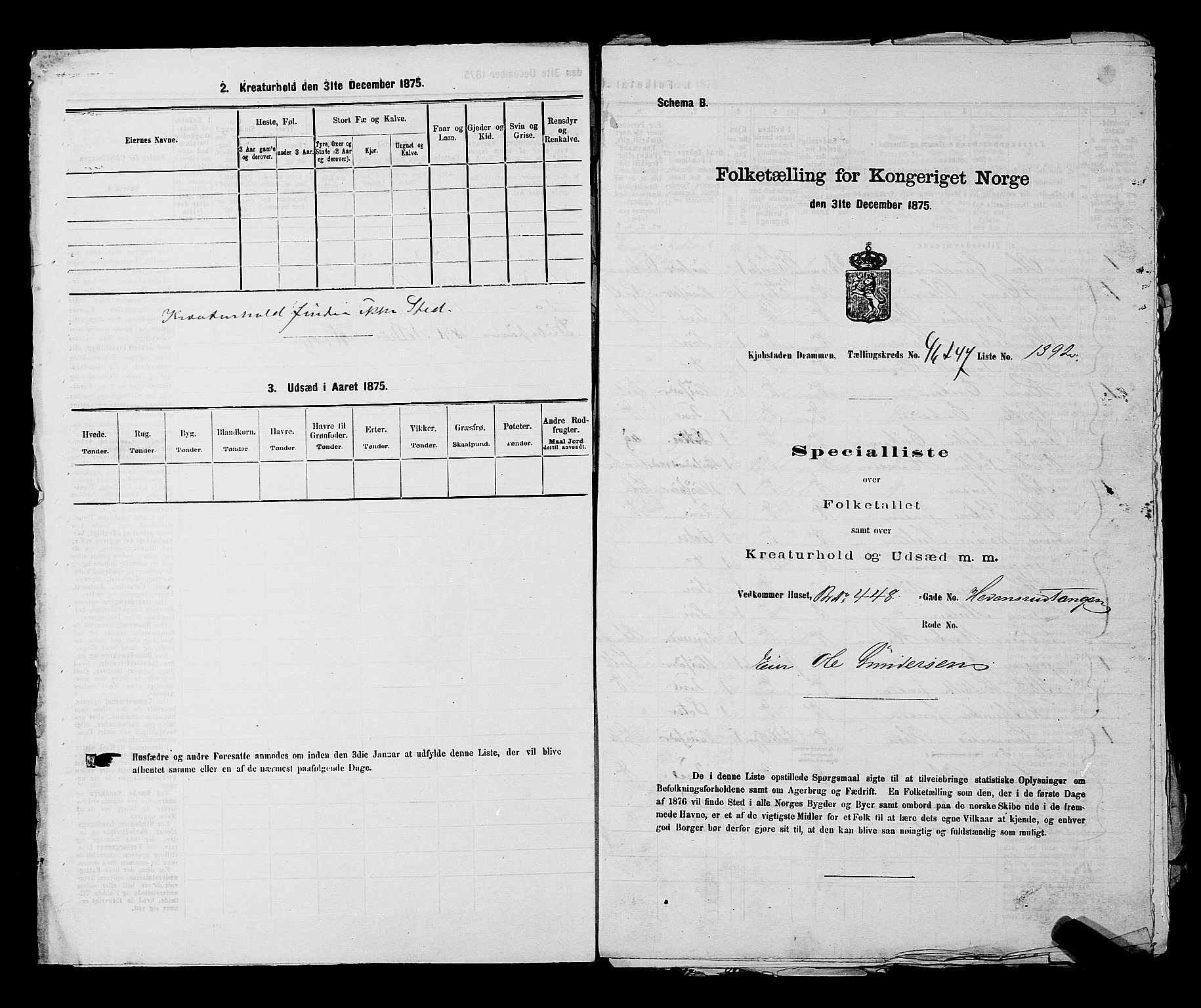 SAKO, 1875 census for 0602 Drammen, 1875, p. 3677