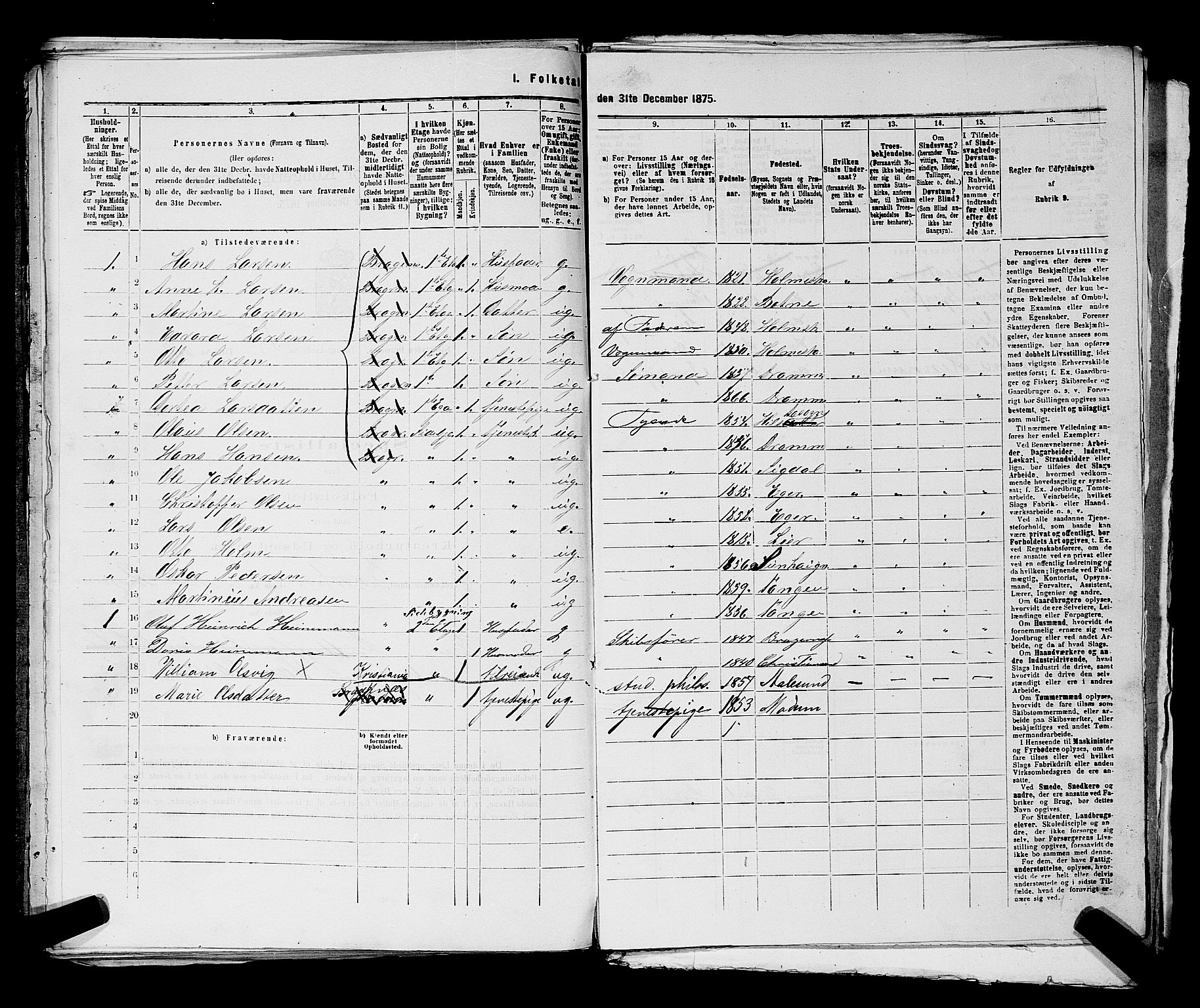 SAKO, 1875 census for 0602 Drammen, 1875, p. 1733