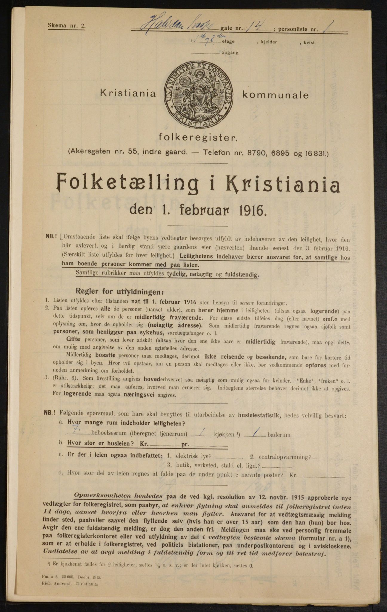 OBA, Municipal Census 1916 for Kristiania, 1916, p. 34731