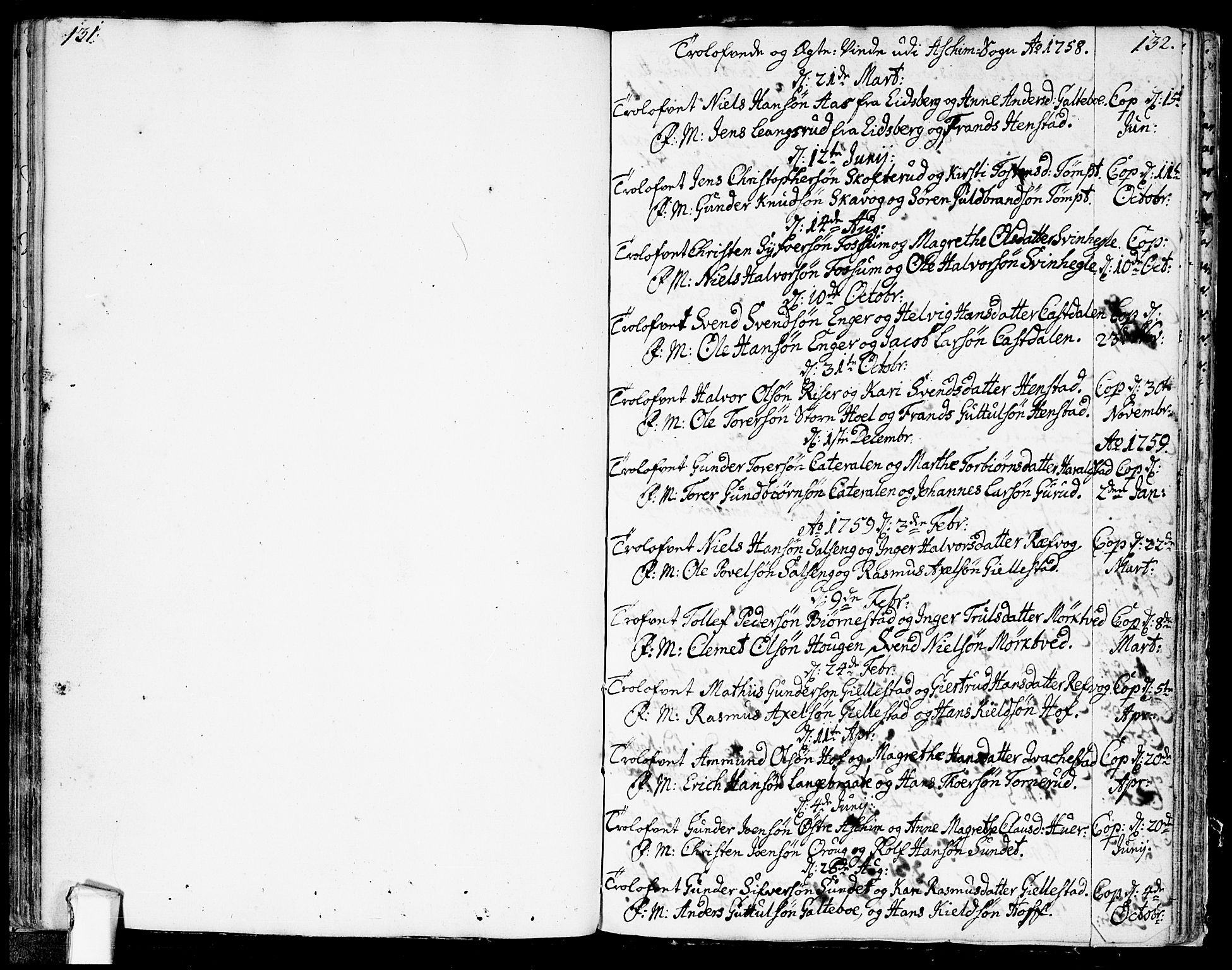 Askim prestekontor Kirkebøker, SAO/A-10900/F/Fa/L0002: Parish register (official) no. 2, 1758-1789, p. 131-132