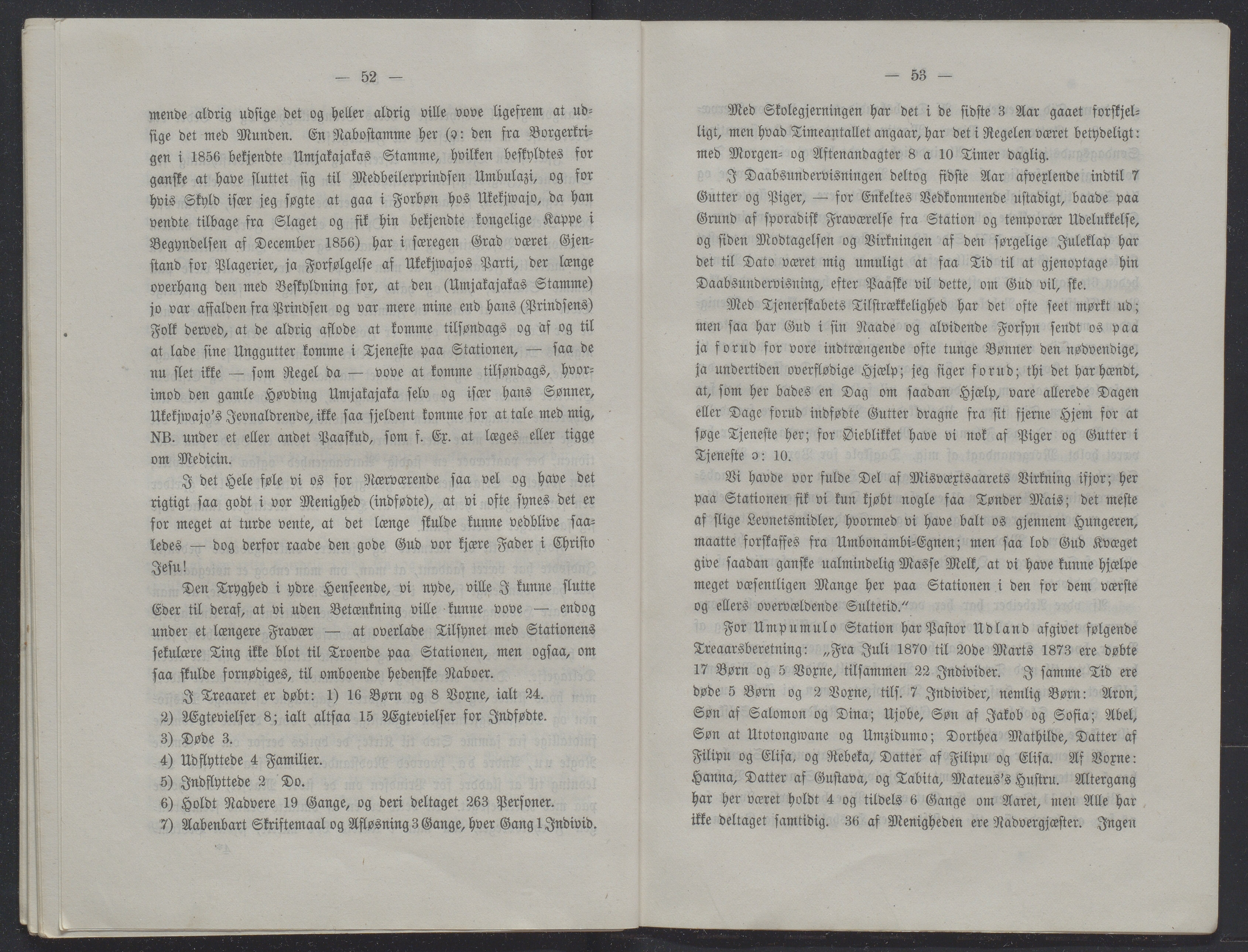 Det Norske Misjonsselskap - hovedadministrasjonen, VID/MA-A-1045/D/Db/Dba/L0338/0001: Beretninger, Bøker, Skrifter o.l   / Årsberetninger 31, 1873, p. 52-53