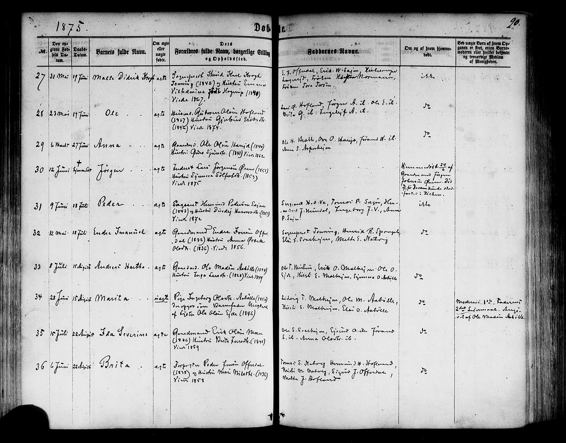 Årdal sokneprestembete, AV/SAB-A-81701: Parish register (official) no. A 3, 1863-1886, p. 90