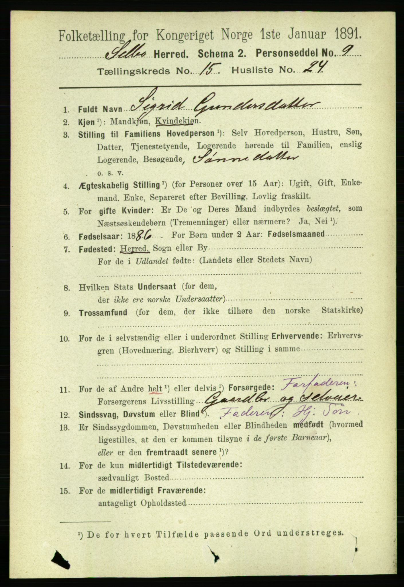 RA, 1891 census for 1664 Selbu, 1891, p. 5681