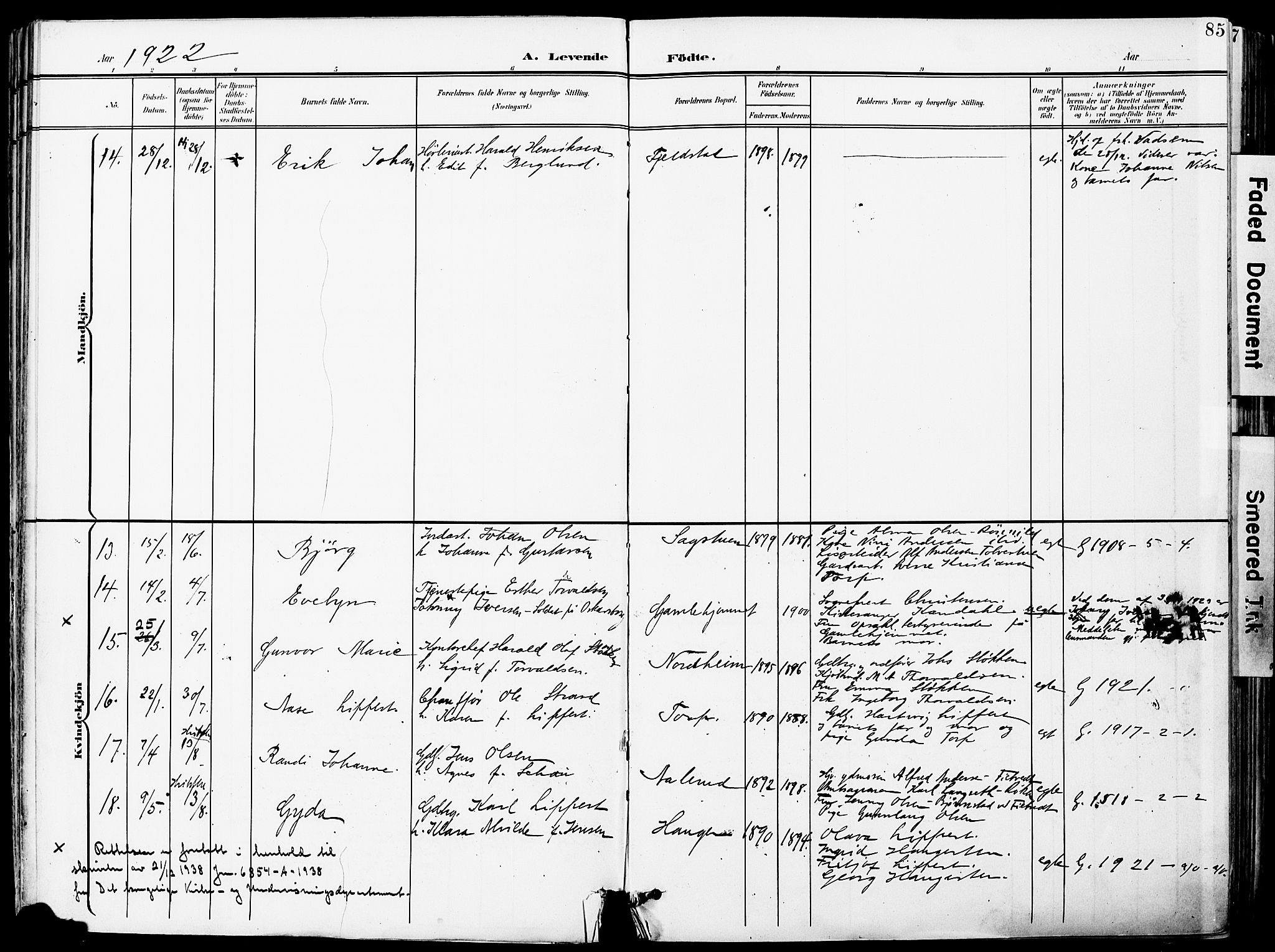 Vestby prestekontor Kirkebøker, SAO/A-10893/F/Fa/L0010: Parish register (official) no. I 10, 1900-1926, p. 85