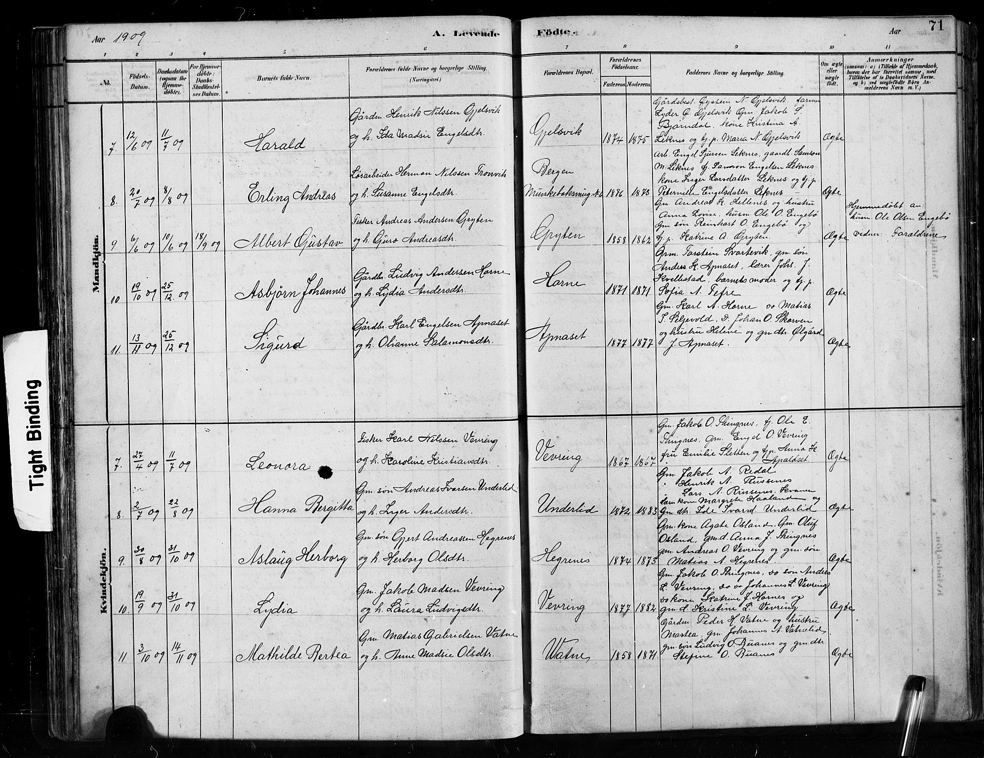 Førde sokneprestembete, SAB/A-79901/H/Hab/Habe/L0001: Parish register (copy) no. E 1, 1881-1920, p. 71