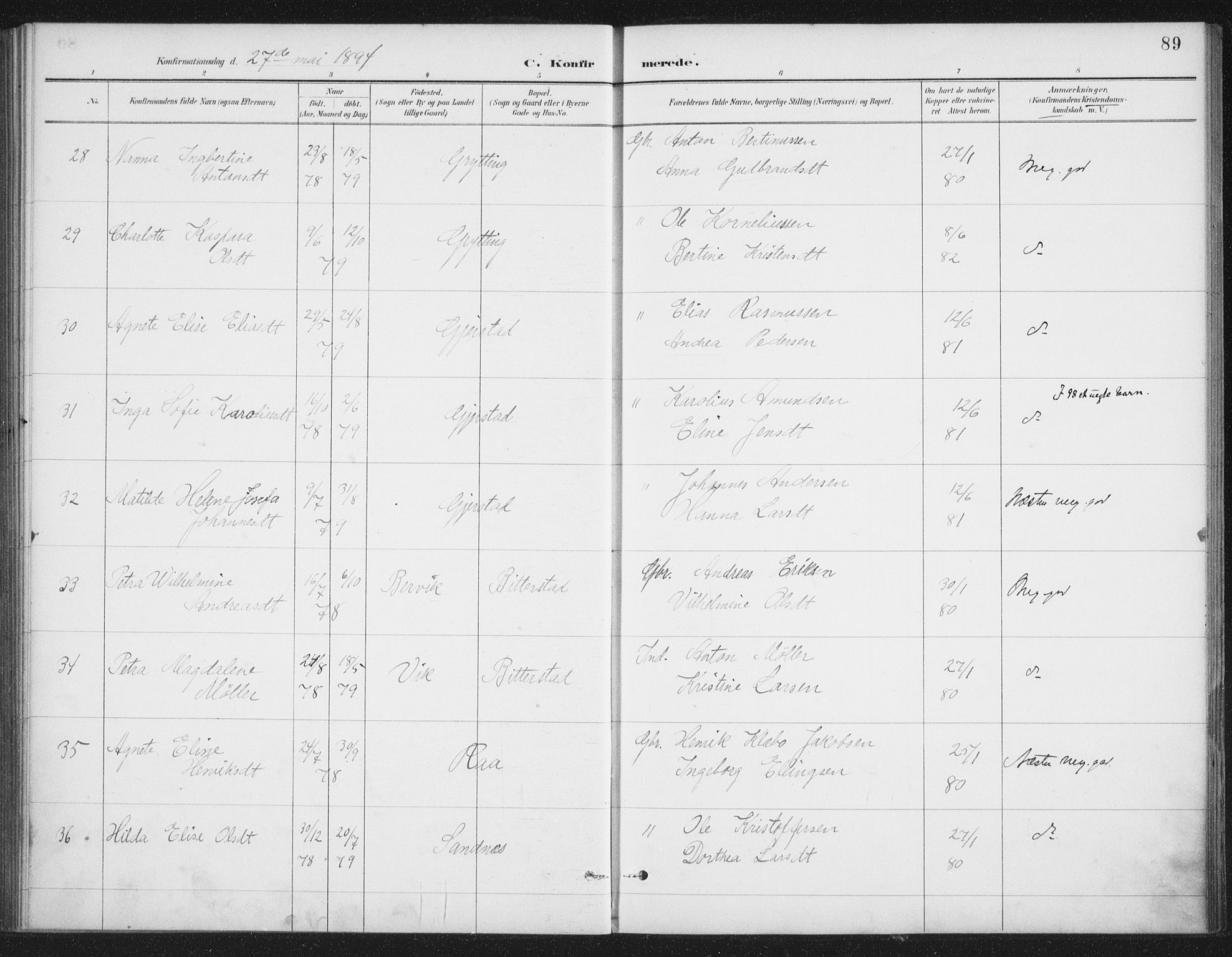 Ministerialprotokoller, klokkerbøker og fødselsregistre - Nordland, AV/SAT-A-1459/888/L1245: Parish register (official) no. 888A11, 1888-1900, p. 89