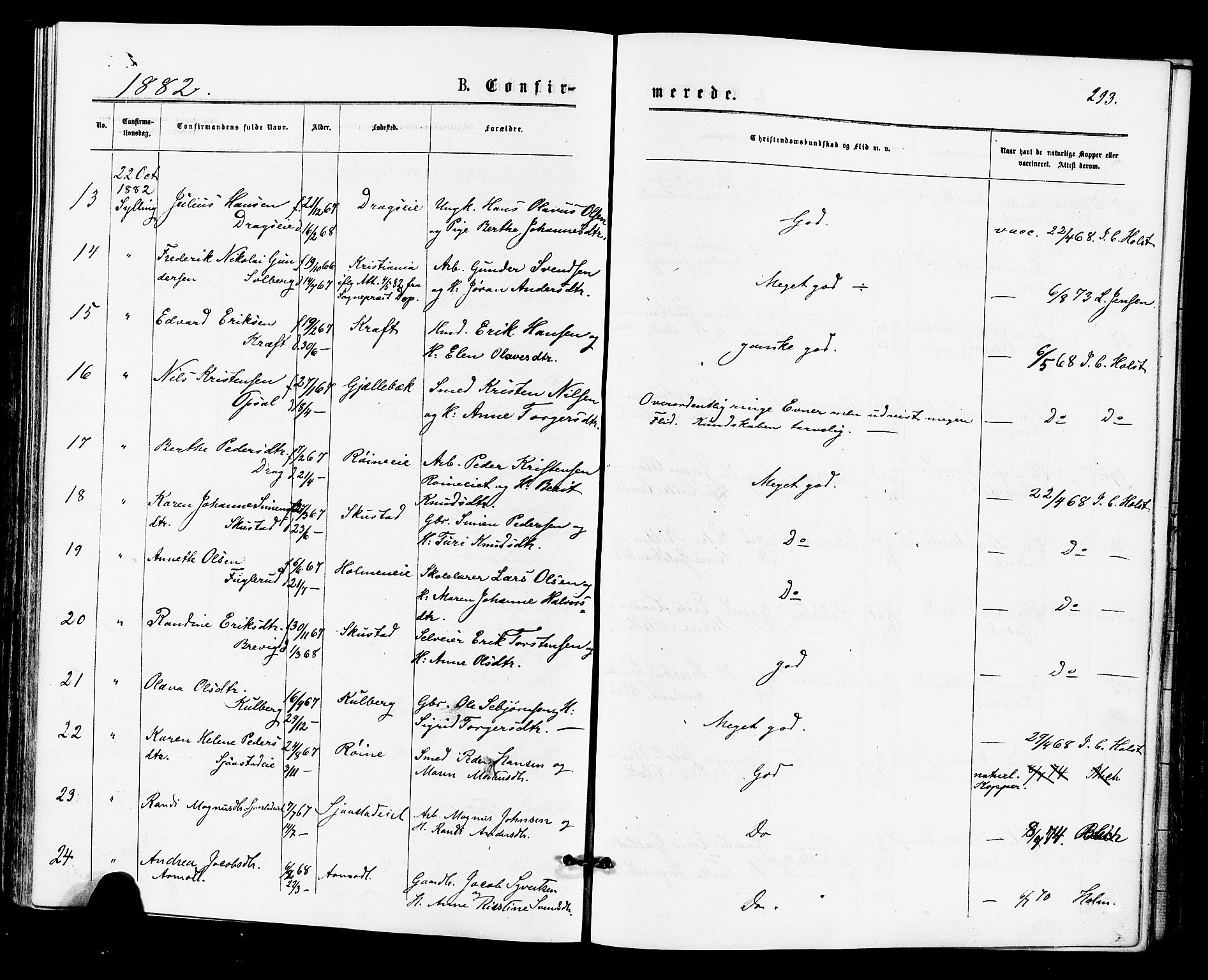 Lier kirkebøker, AV/SAKO-A-230/F/Fa/L0014: Parish register (official) no. I 14, 1875-1882, p. 293