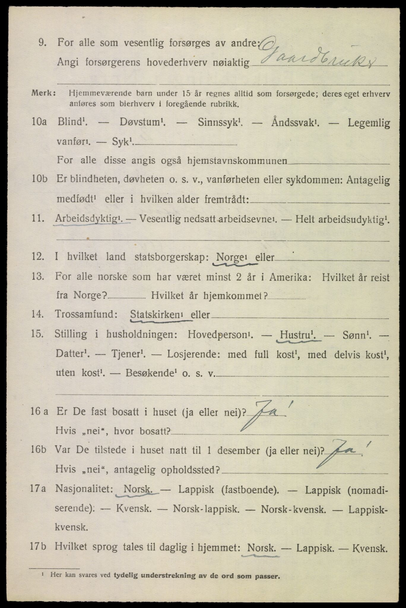 SAT, 1920 census for Ankenes, 1920, p. 1408