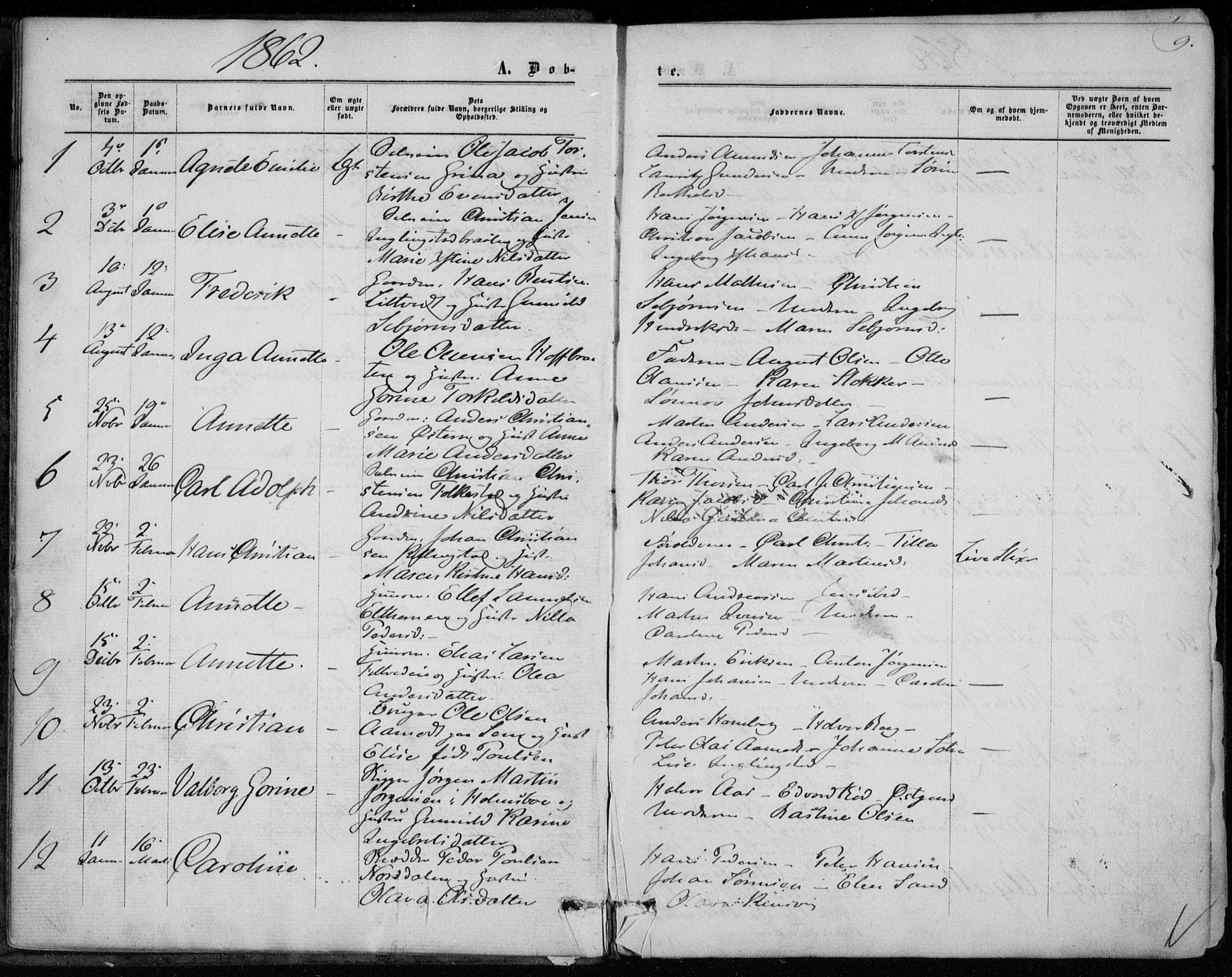 Hurum kirkebøker, SAKO/A-229/F/Fa/L0012: Parish register (official) no. 12, 1861-1875, p. 9