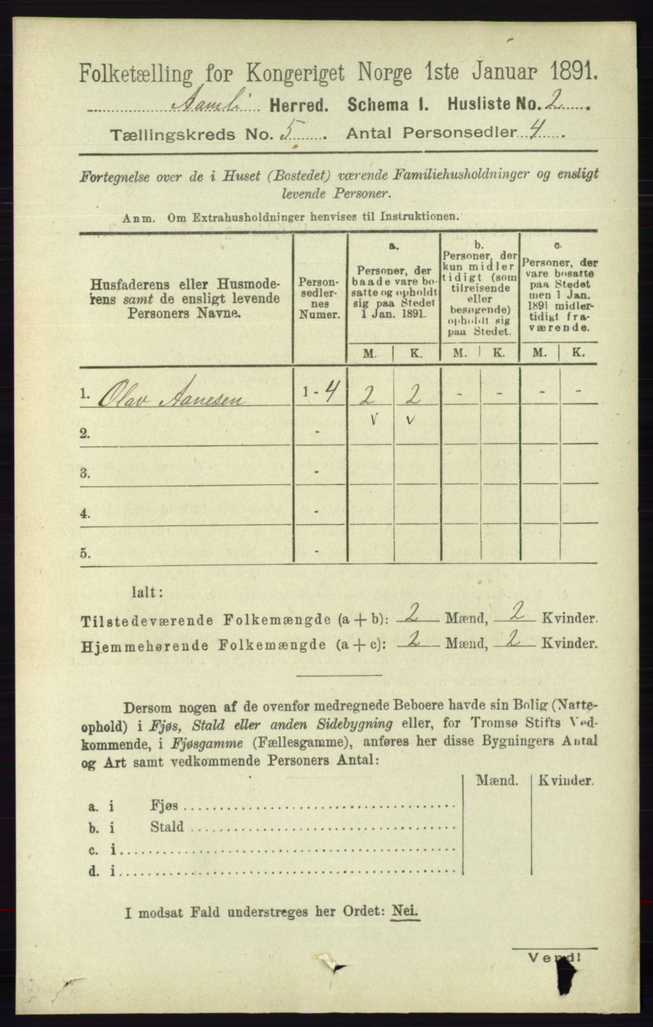 RA, 1891 census for 0929 Åmli, 1891, p. 647