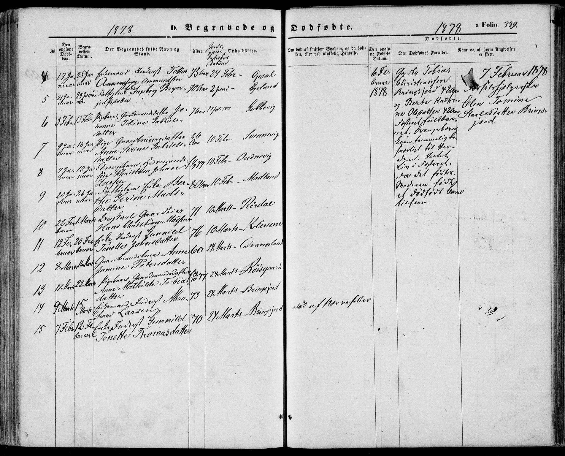 Lyngdal sokneprestkontor, SAK/1111-0029/F/Fa/Fac/L0010: Parish register (official) no. A 10, 1865-1878, p. 339