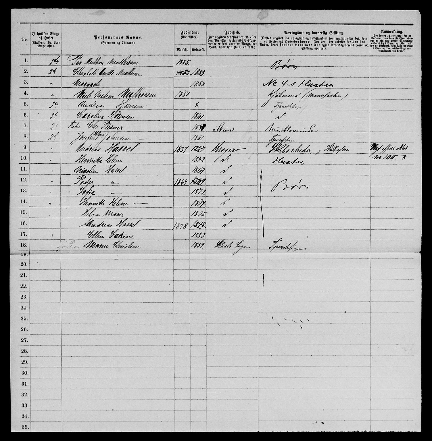 SAKO, 1885 census for 0801 Kragerø, 1885, p. 1222