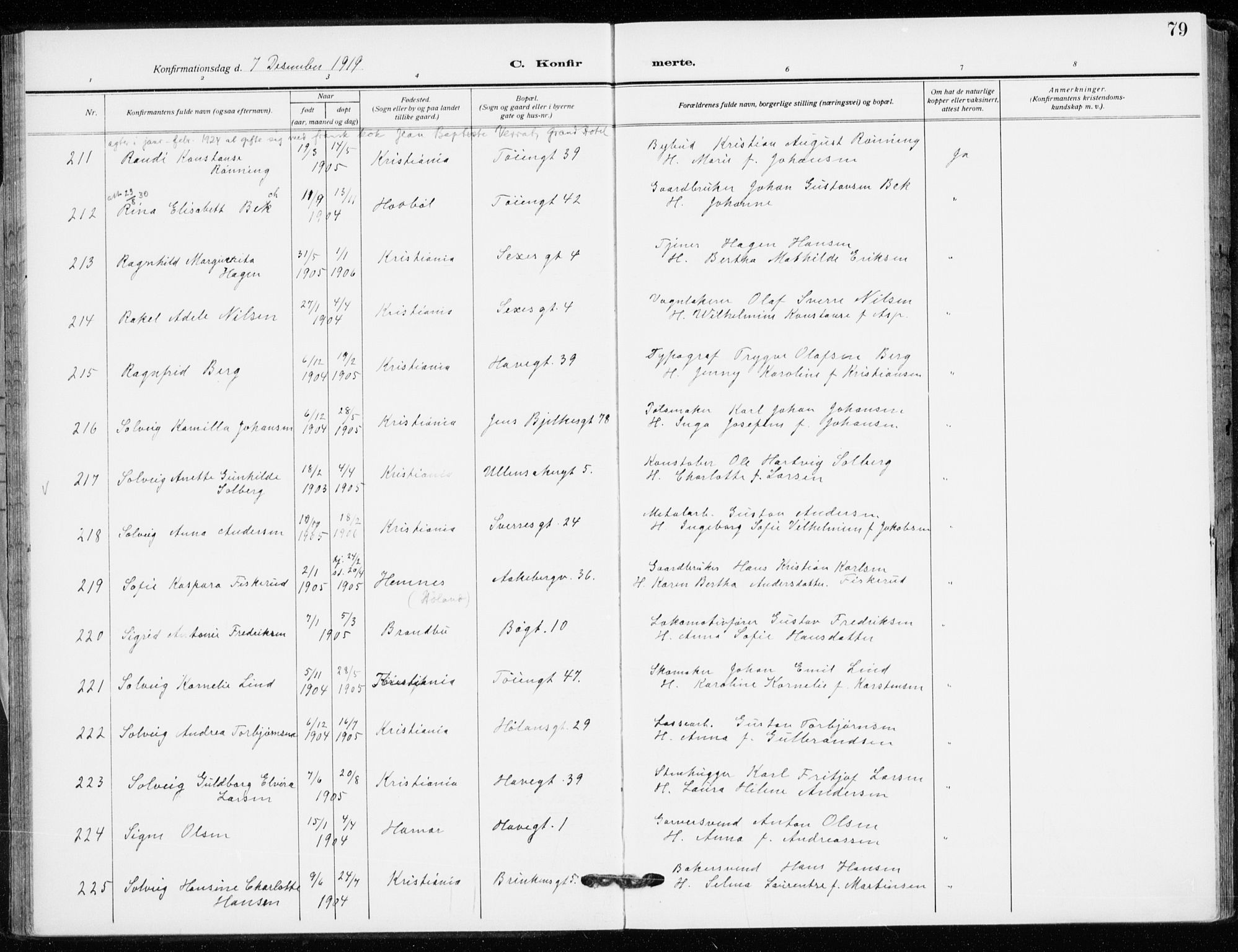 Kampen prestekontor Kirkebøker, AV/SAO-A-10853/F/Fa/L0013: Parish register (official) no. I 13, 1917-1922, p. 79