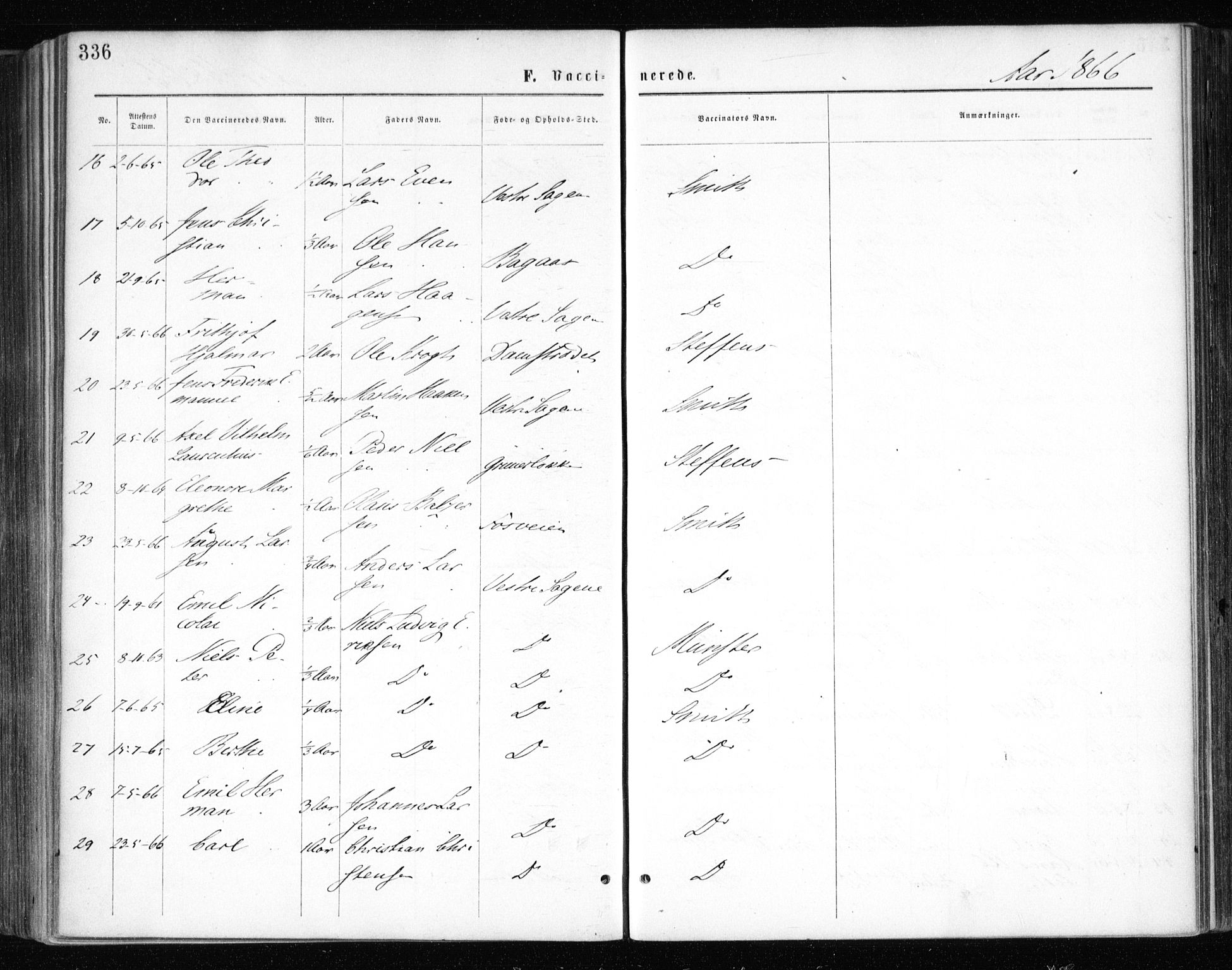 Gamle Aker prestekontor Kirkebøker, AV/SAO-A-10617a/F/L0003: Parish register (official) no. 3, 1865-1873, p. 336