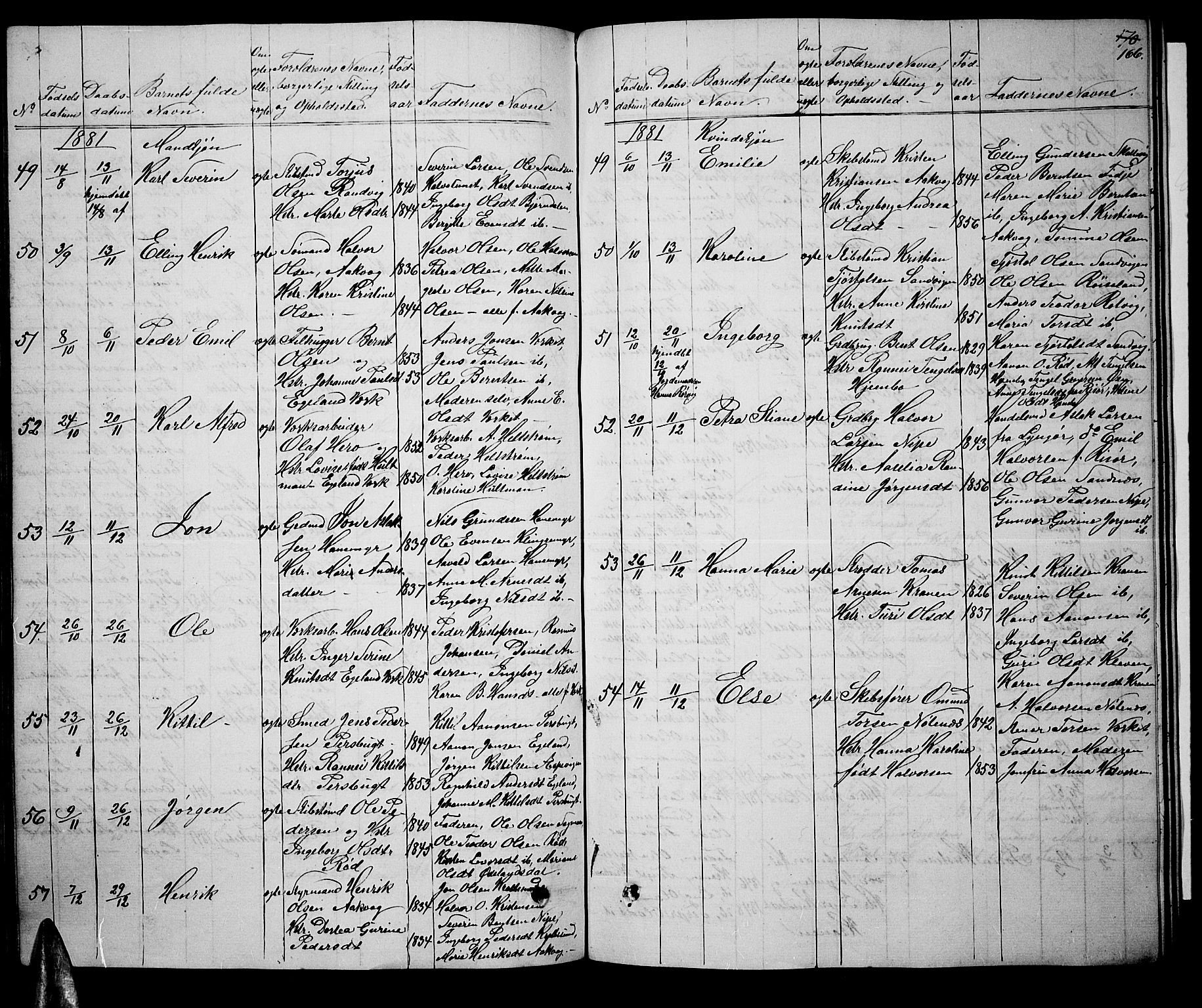 Søndeled sokneprestkontor, AV/SAK-1111-0038/F/Fb/L0004: Parish register (copy) no. B 4, 1857-1884, p. 166