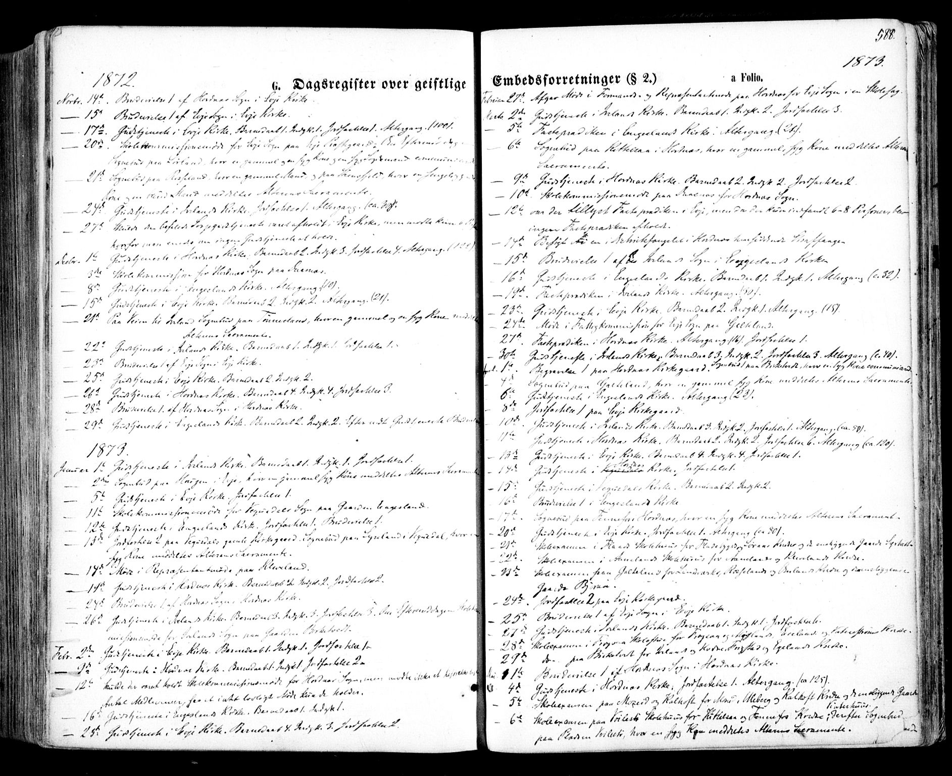 Evje sokneprestkontor, SAK/1111-0008/F/Fa/Faa/L0006: Parish register (official) no. A 6, 1866-1884, p. 588