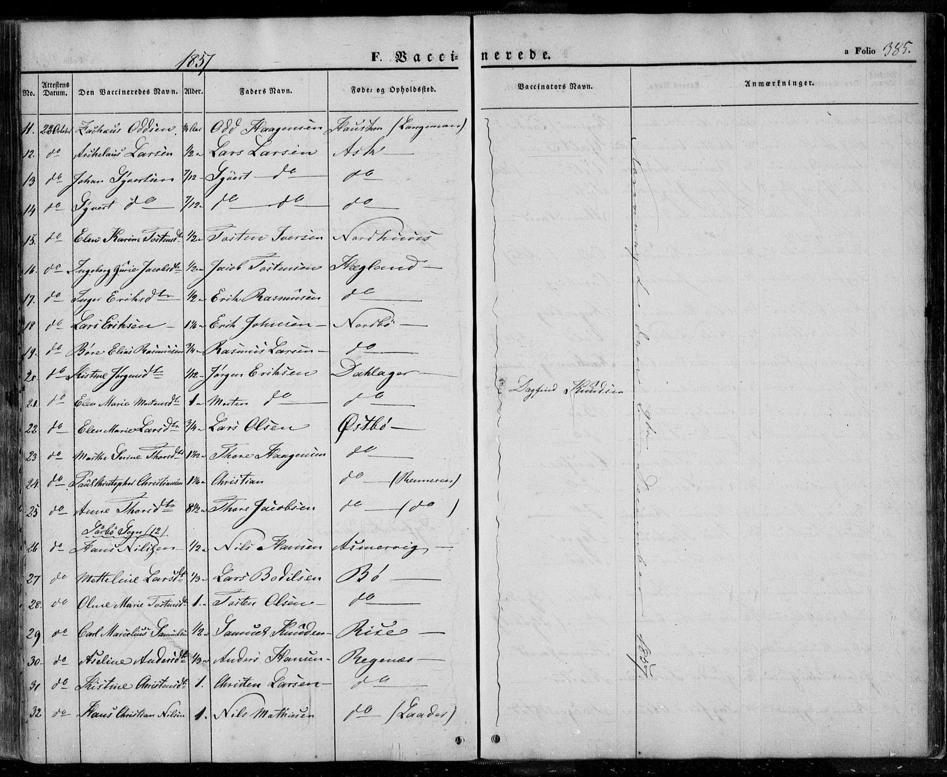 Rennesøy sokneprestkontor, AV/SAST-A -101827/H/Ha/Haa/L0005: Parish register (official) no. A 5, 1838-1859, p. 385