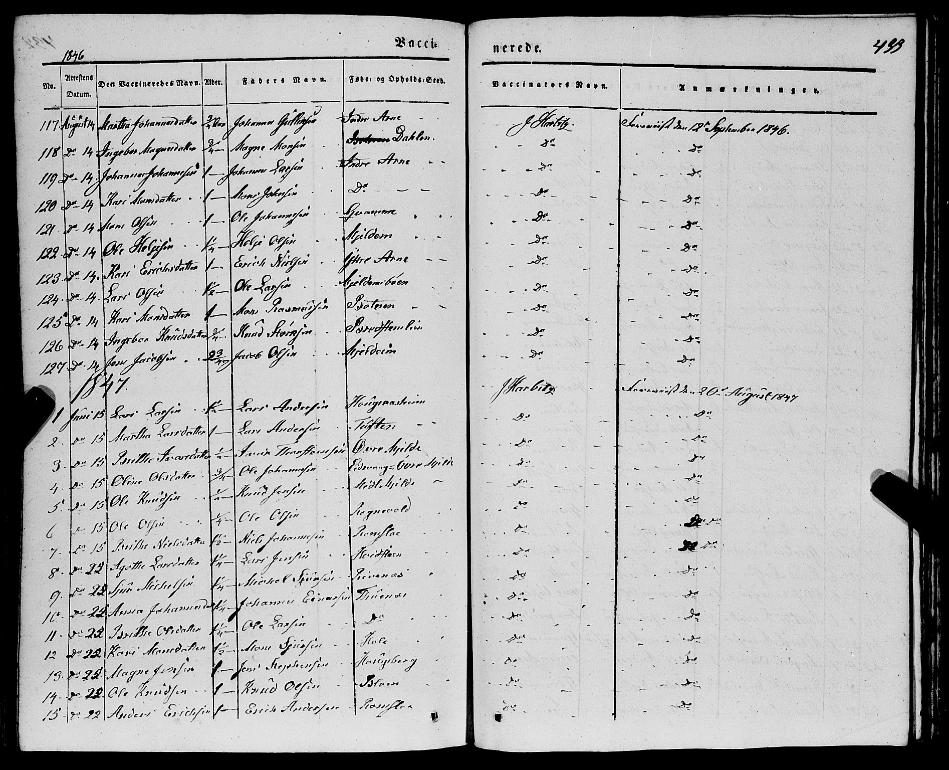 Haus sokneprestembete, SAB/A-75601/H/Haa: Parish register (official) no. A 15, 1838-1847, p. 433