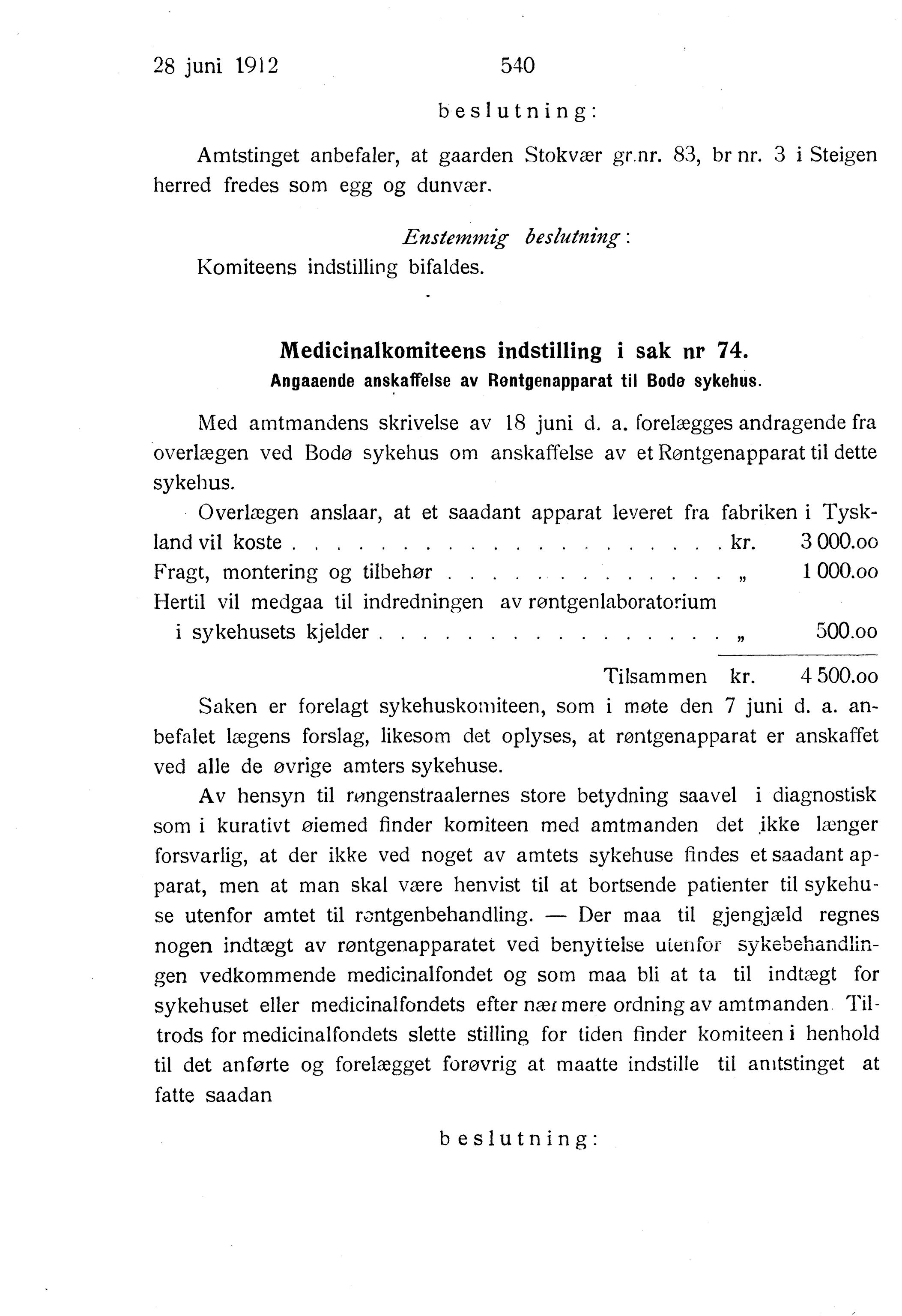 Nordland Fylkeskommune. Fylkestinget, AIN/NFK-17/176/A/Ac/L0035: Fylkestingsforhandlinger 1912, 1912