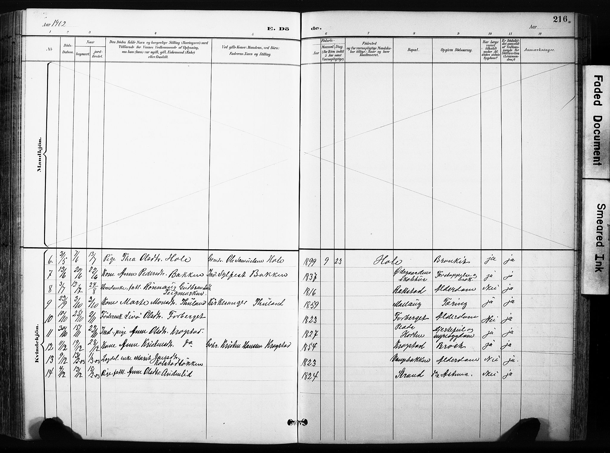 Skjåk prestekontor, SAH/PREST-072/H/Ha/Hab/L0003: Parish register (copy) no. 3, 1893-1932, p. 216