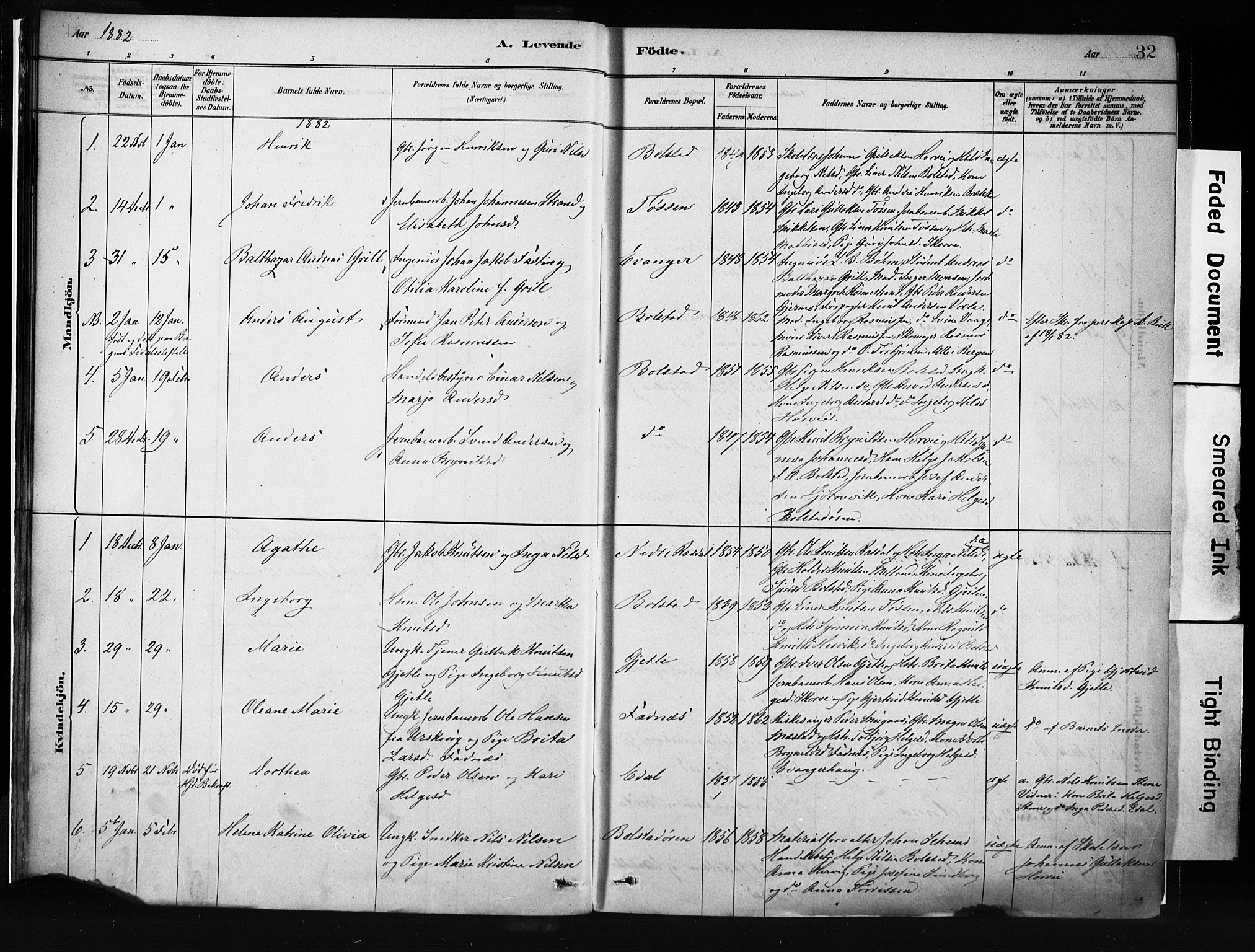 Evanger sokneprestembete, AV/SAB-A-99924: Parish register (official) no. A 1, 1877-1899, p. 32