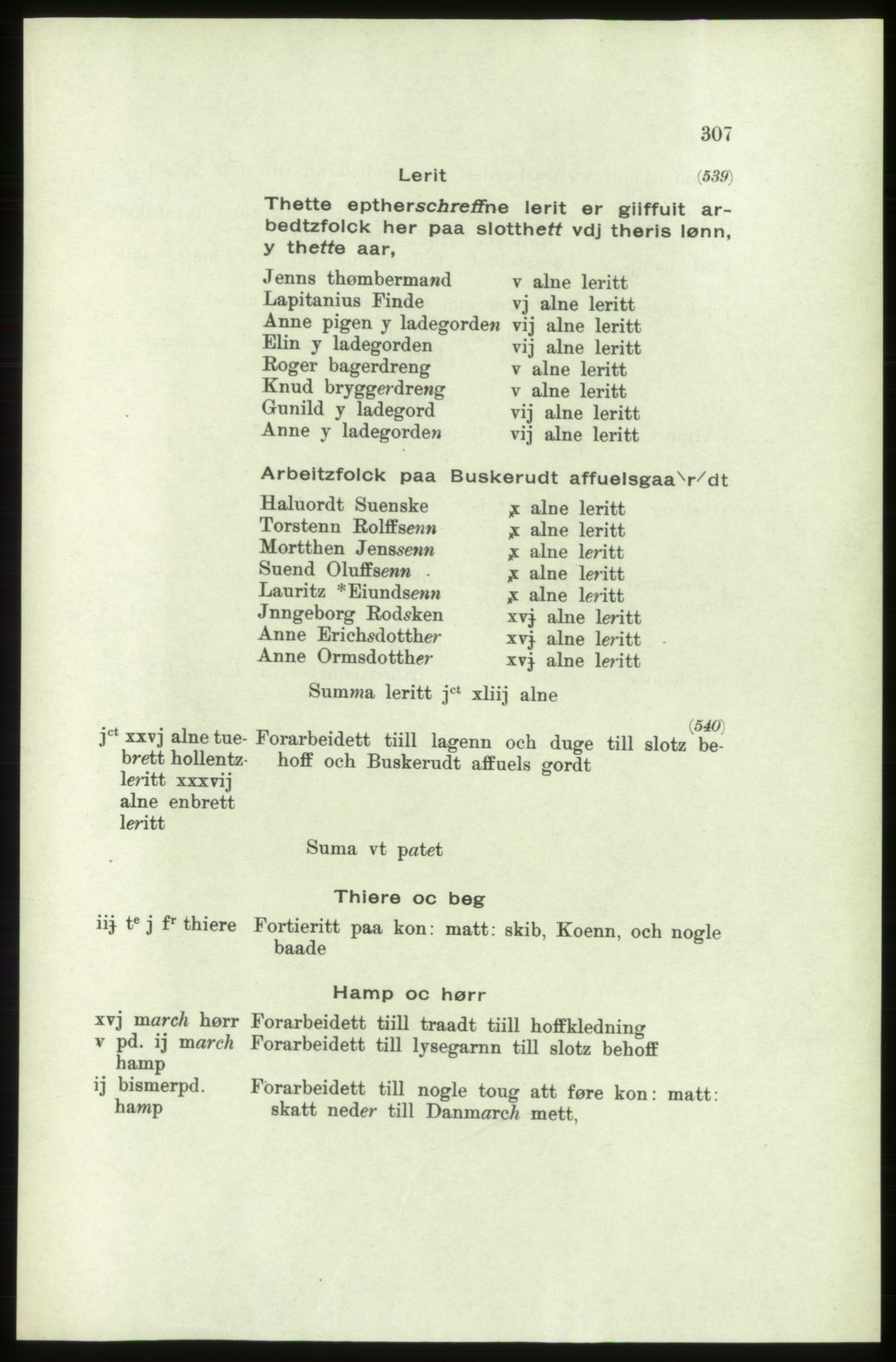 Publikasjoner utgitt av Arkivverket, PUBL/PUBL-001/C/0002: Bind 2: Rekneskap for Akershus len 1560-1561, 1560-1561, p. 307