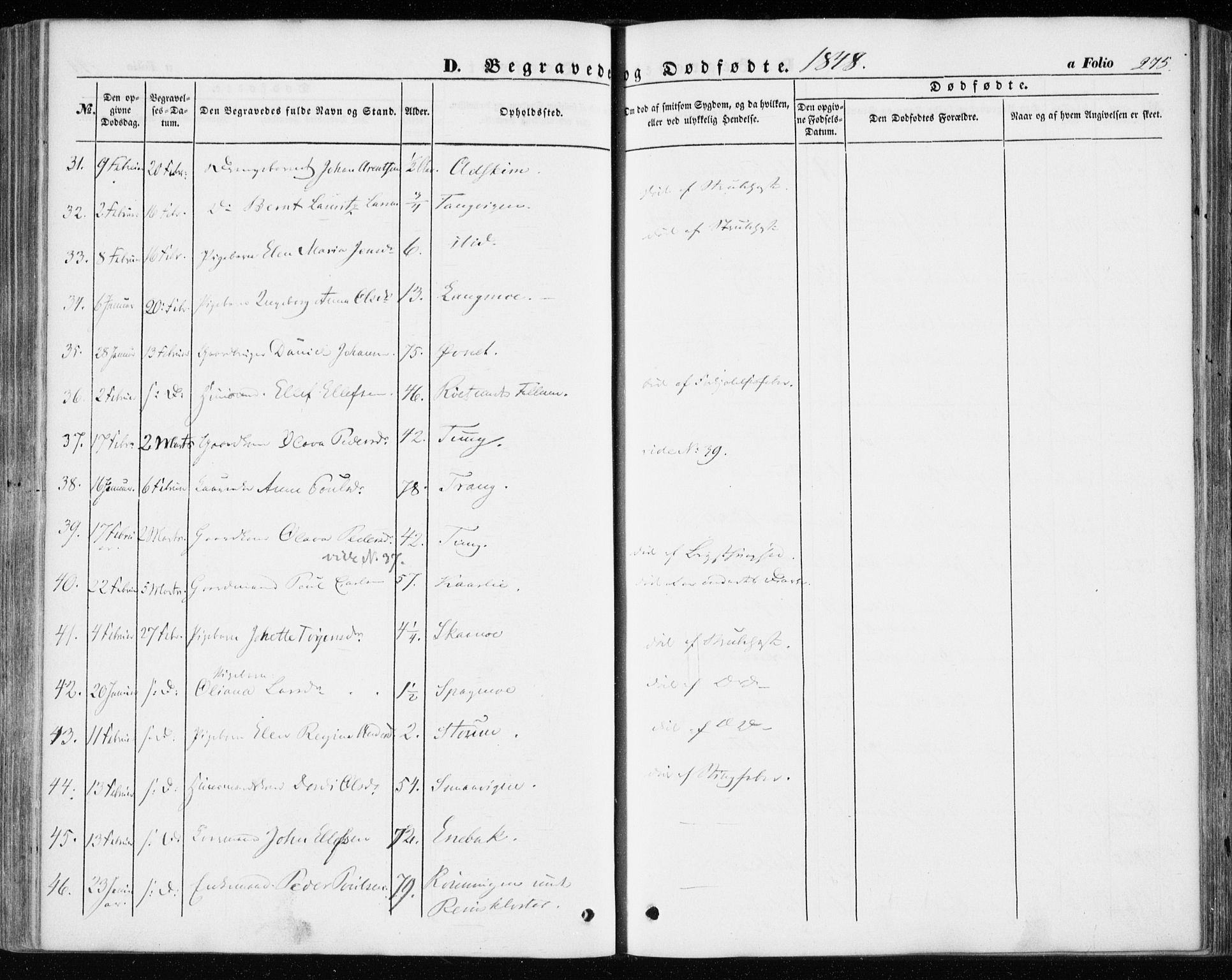 Ministerialprotokoller, klokkerbøker og fødselsregistre - Sør-Trøndelag, AV/SAT-A-1456/646/L0611: Parish register (official) no. 646A09, 1848-1857, p. 275