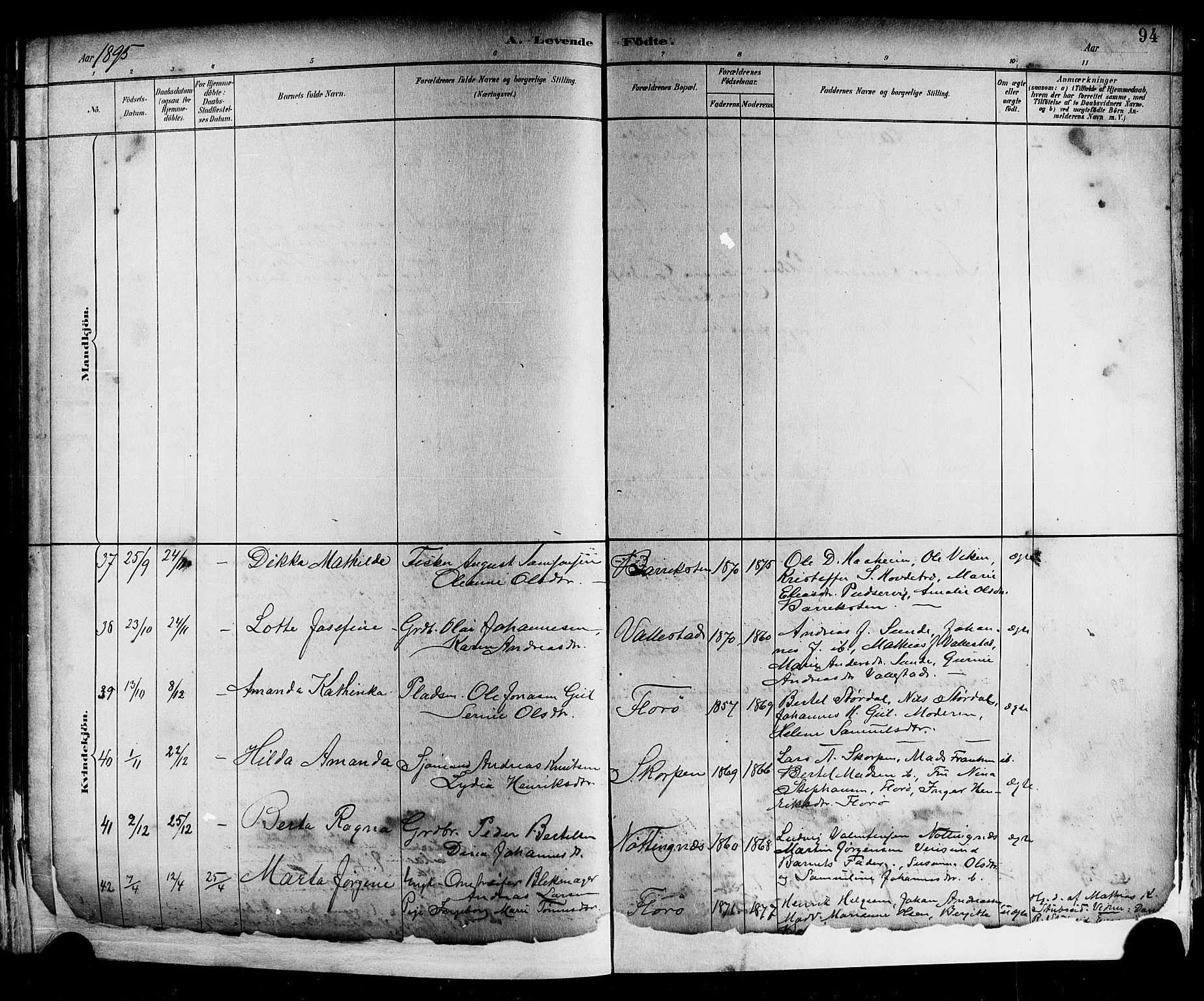 Kinn sokneprestembete, SAB/A-80801/H/Hab/Haba/L0002: Parish register (copy) no. A 2, 1882-1906, p. 94