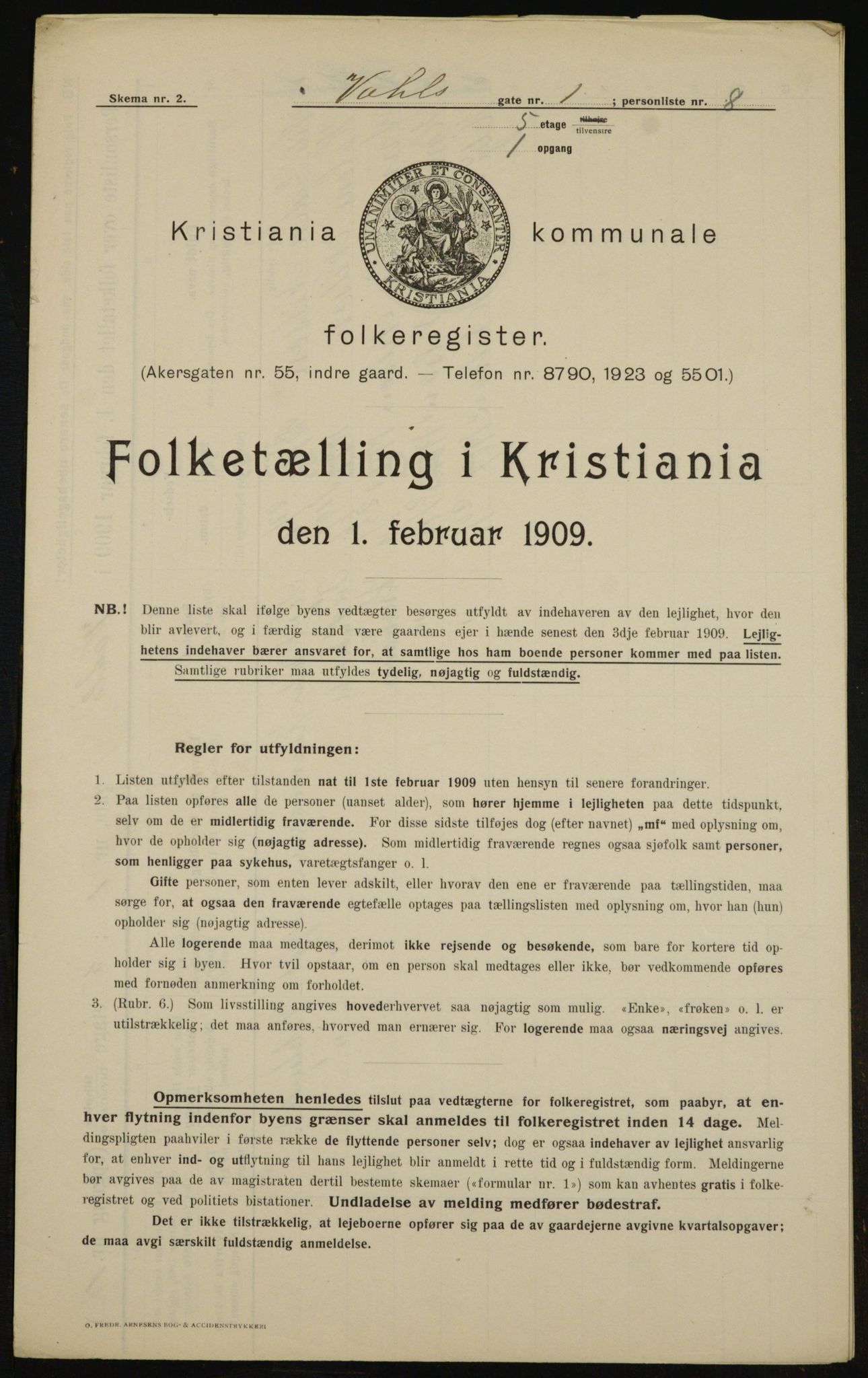 OBA, Municipal Census 1909 for Kristiania, 1909, p. 110190