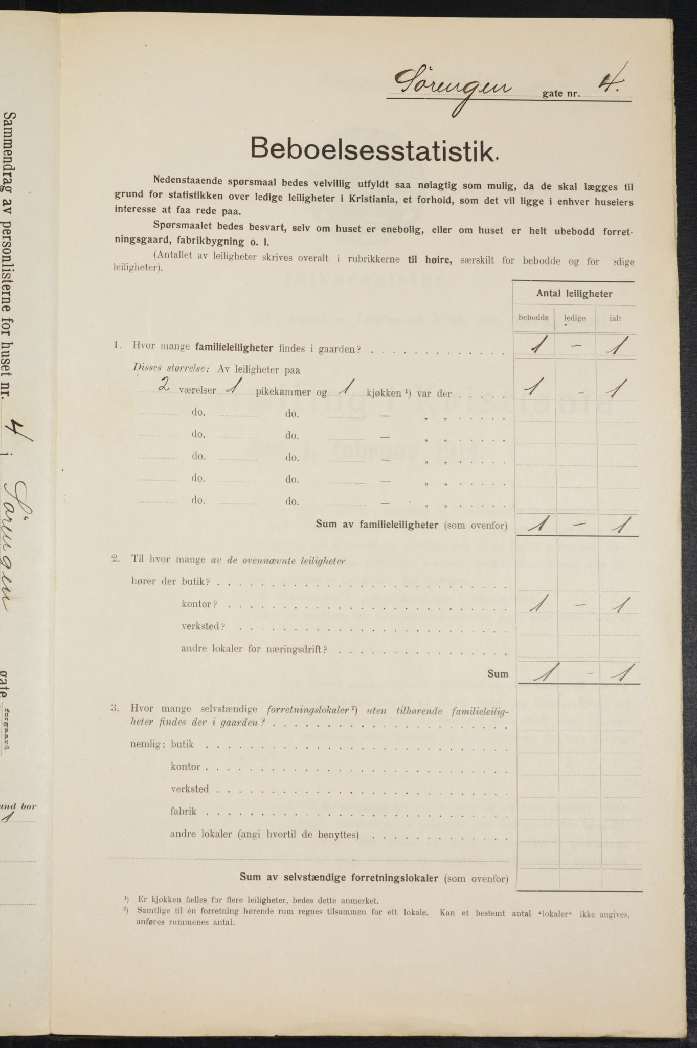 OBA, Municipal Census 1914 for Kristiania, 1914, p. 107109