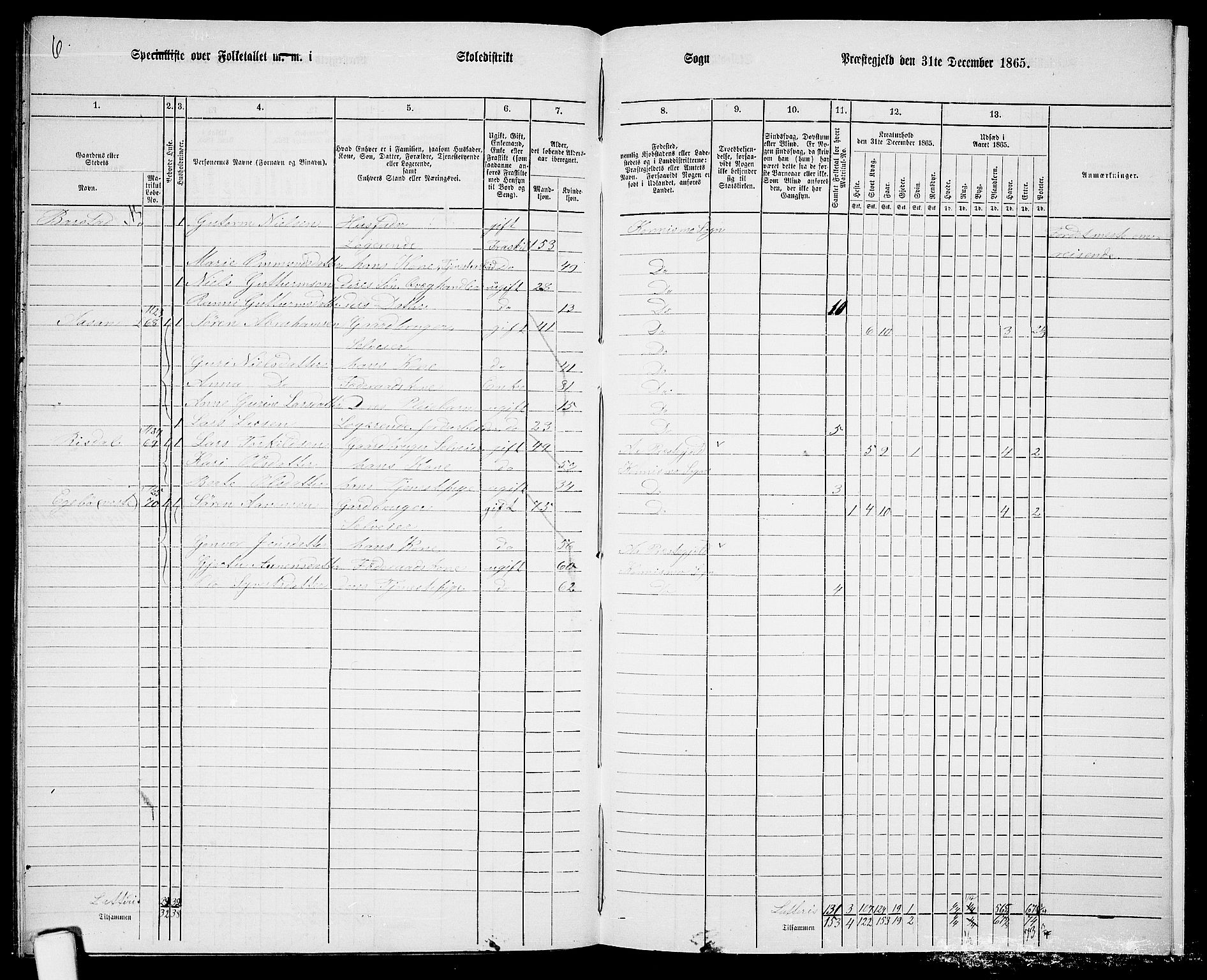 RA, 1865 census for Nord-Audnedal, 1865, p. 109