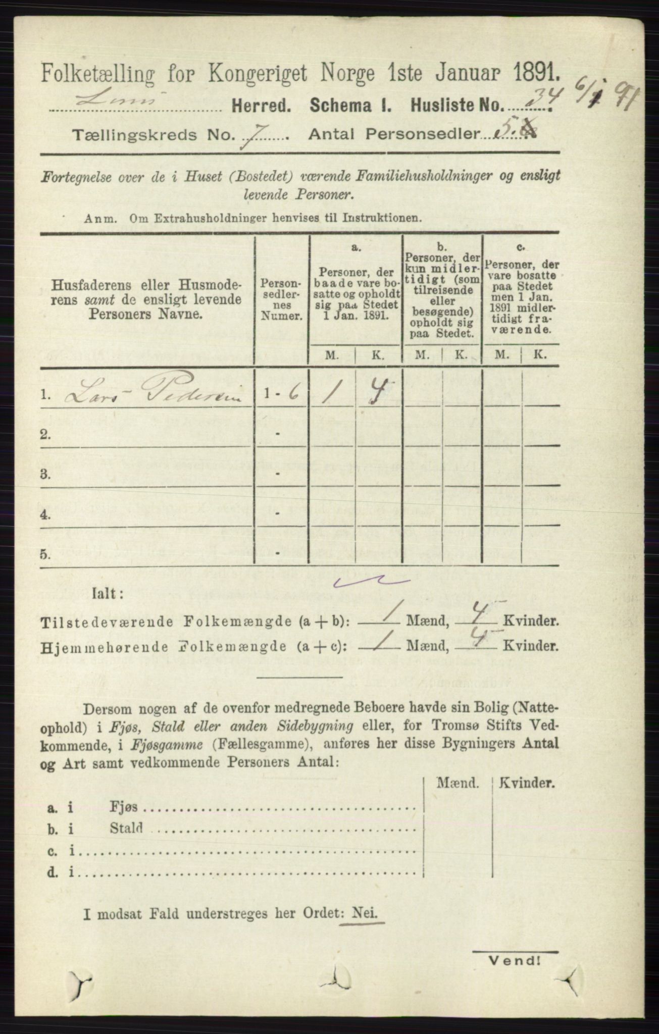 RA, 1891 census for 0514 Lom, 1891, p. 2793